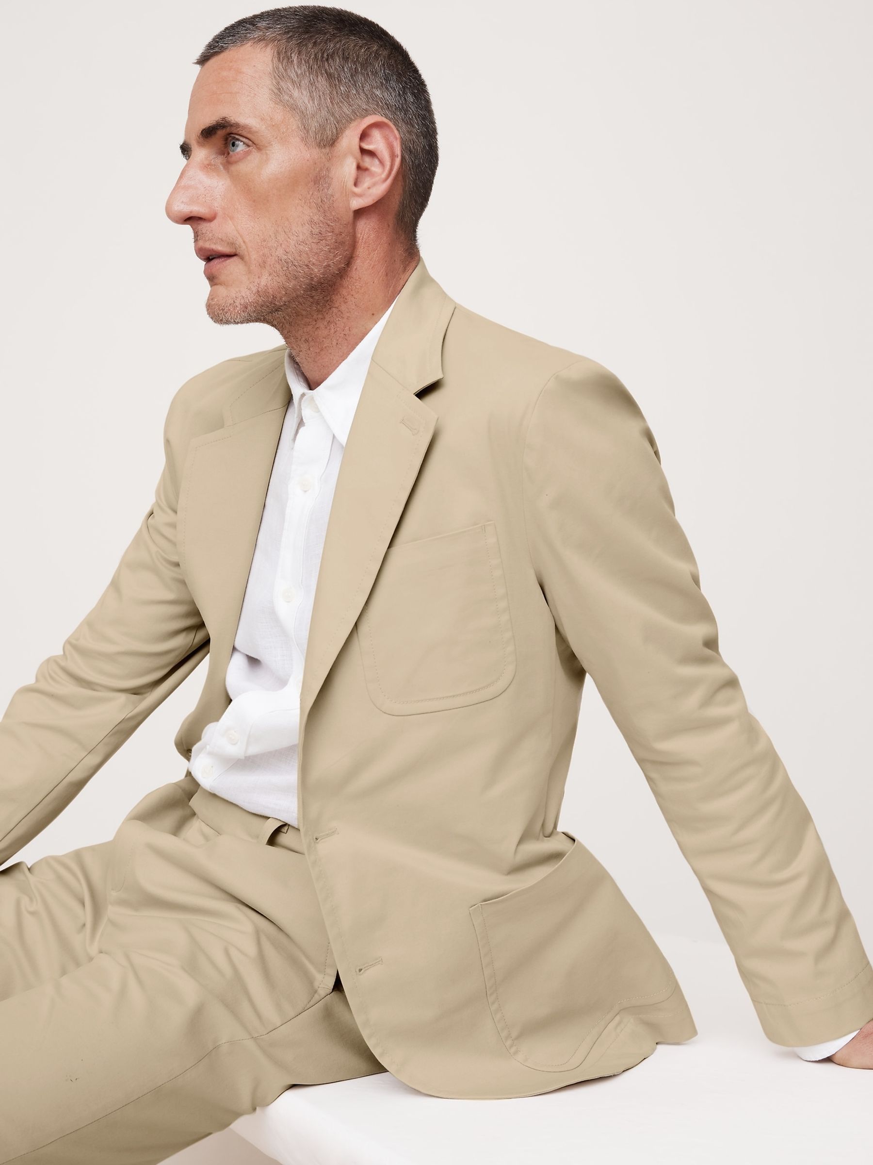 Banana Republic Cream Italian Stretch Blazer - Image 4 of 6