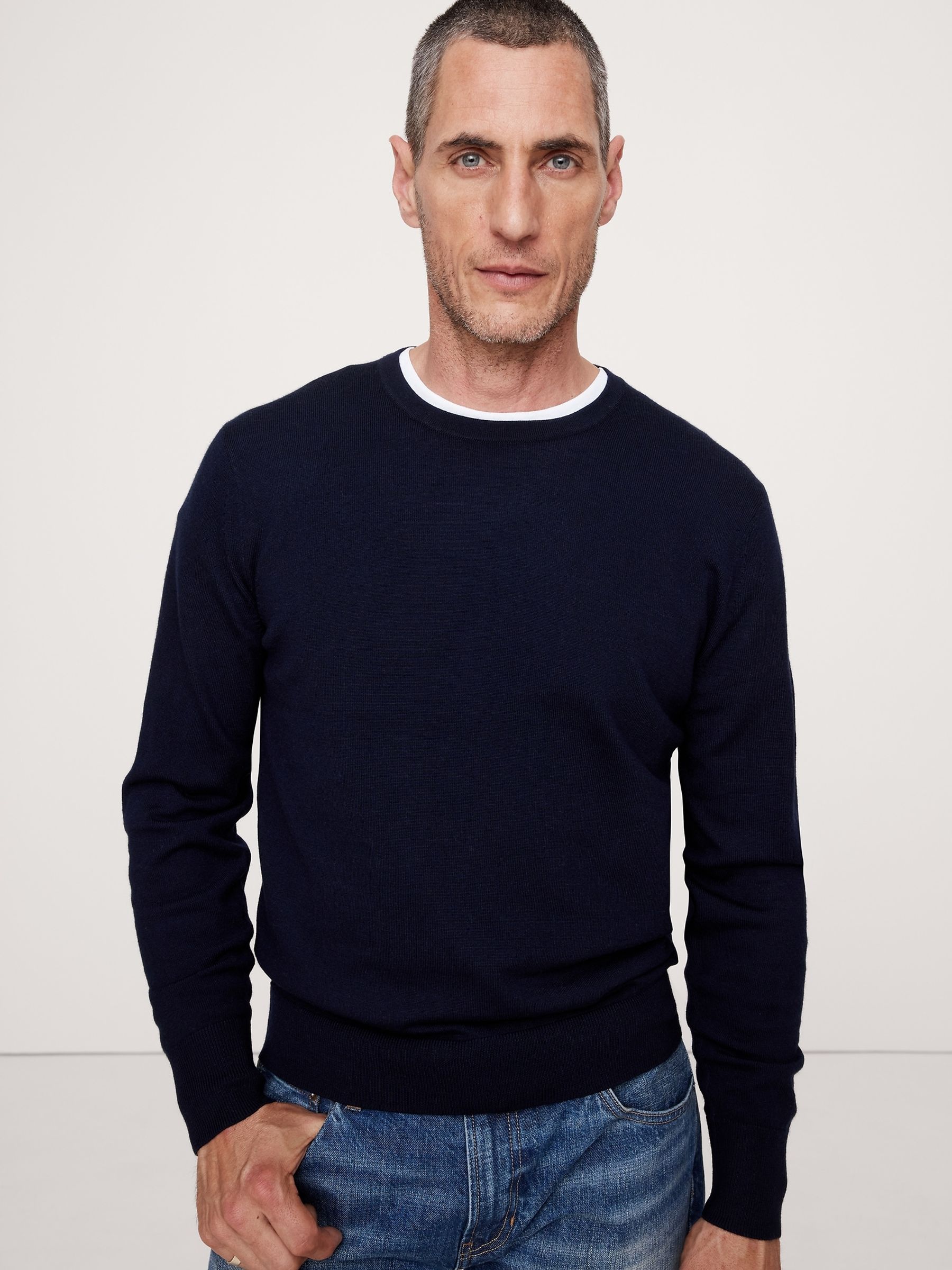 Banana Republic Navy/Blue Italian Merino Crew-Neck Jumper - Image 1 of 1