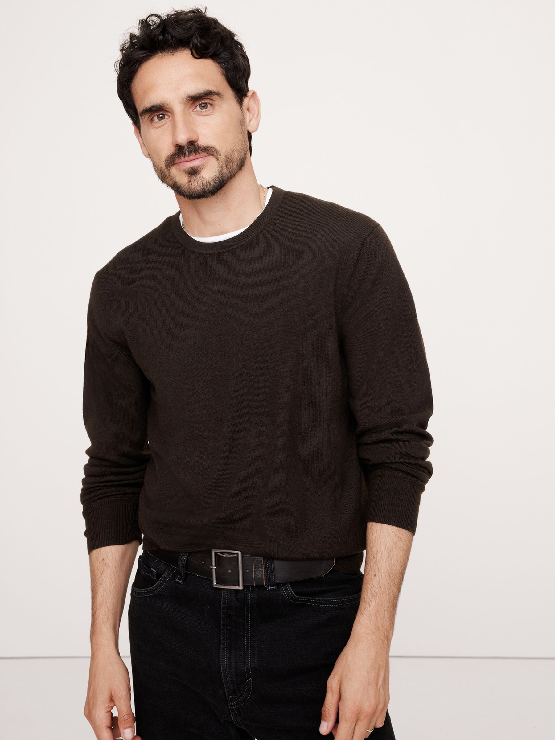 Banana Republic Brown Italian Merino Crew-Neck Jumper - Image 1 of 1