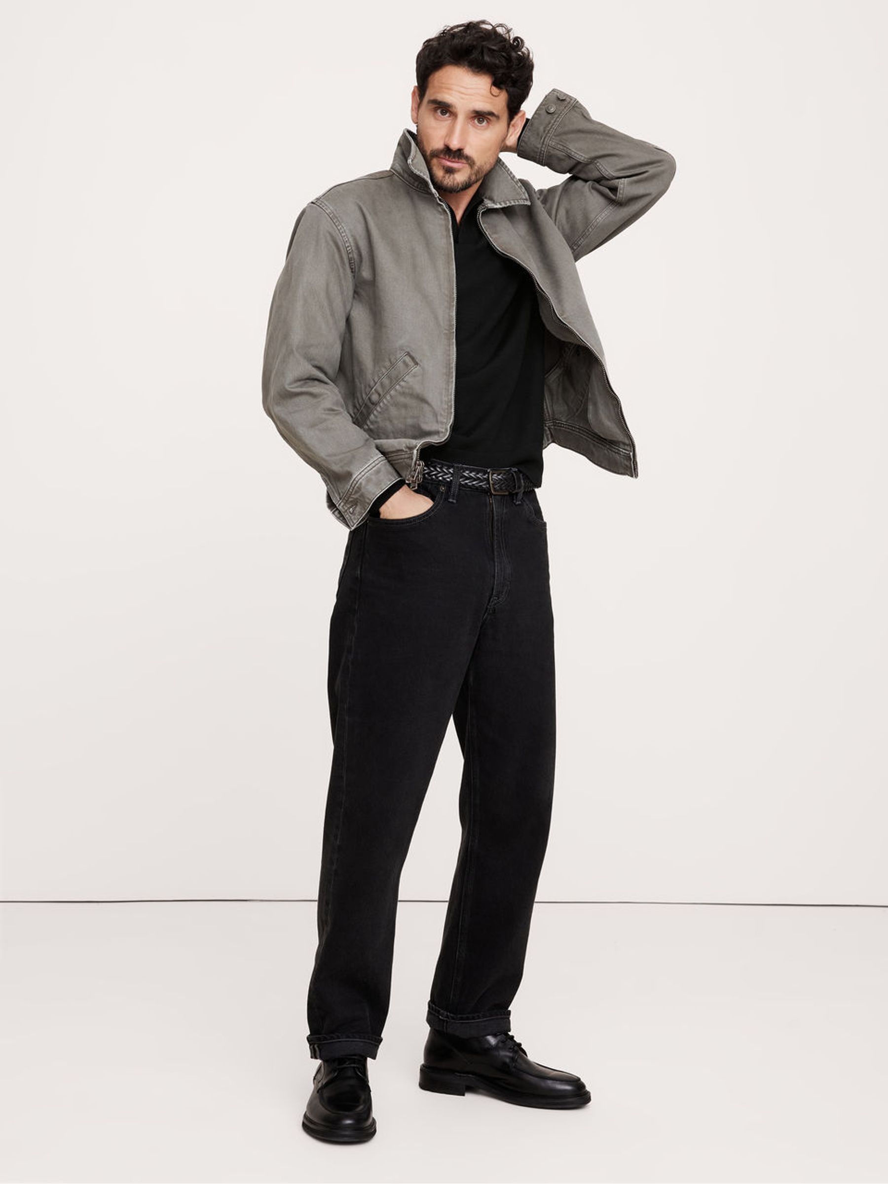 Banana Republic Black Merino Wool Italian Jumper Polo - Image 3 of 5
