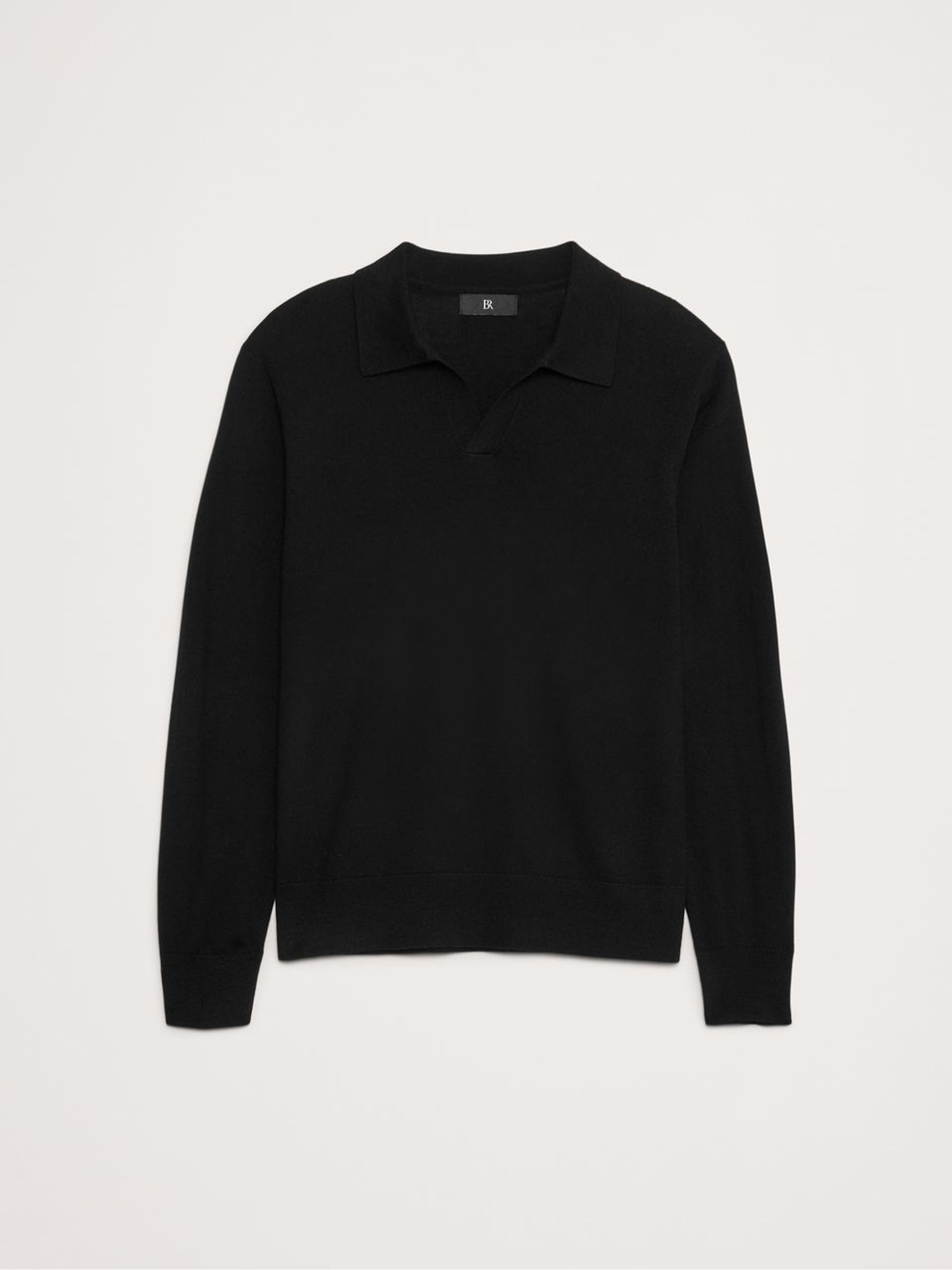 Banana Republic Black Merino Wool Italian Jumper Polo - Image 5 of 5