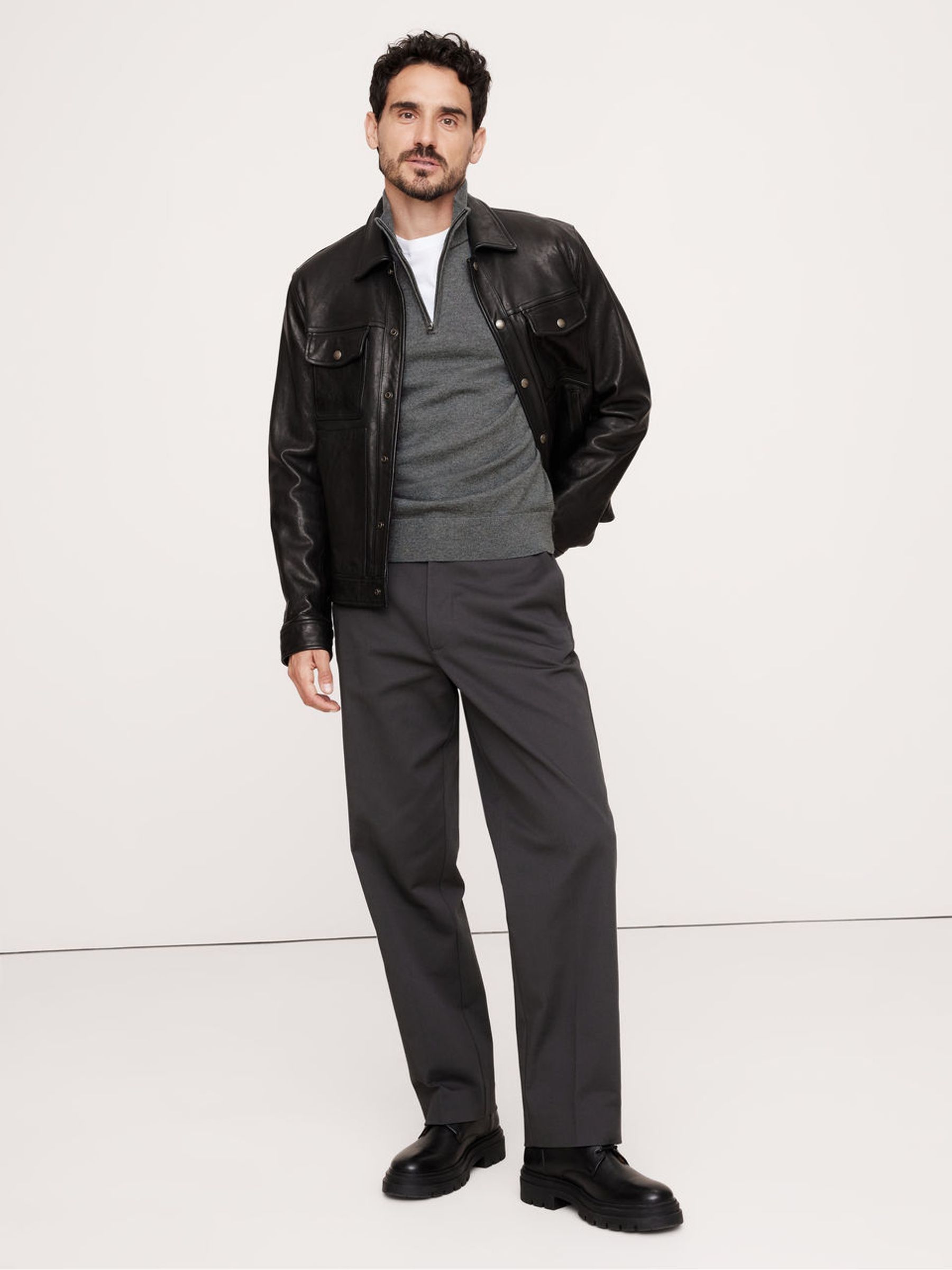 Banana Republic Grey Merino Wool Italian Half-Zip Jumper - Image 3 of 5