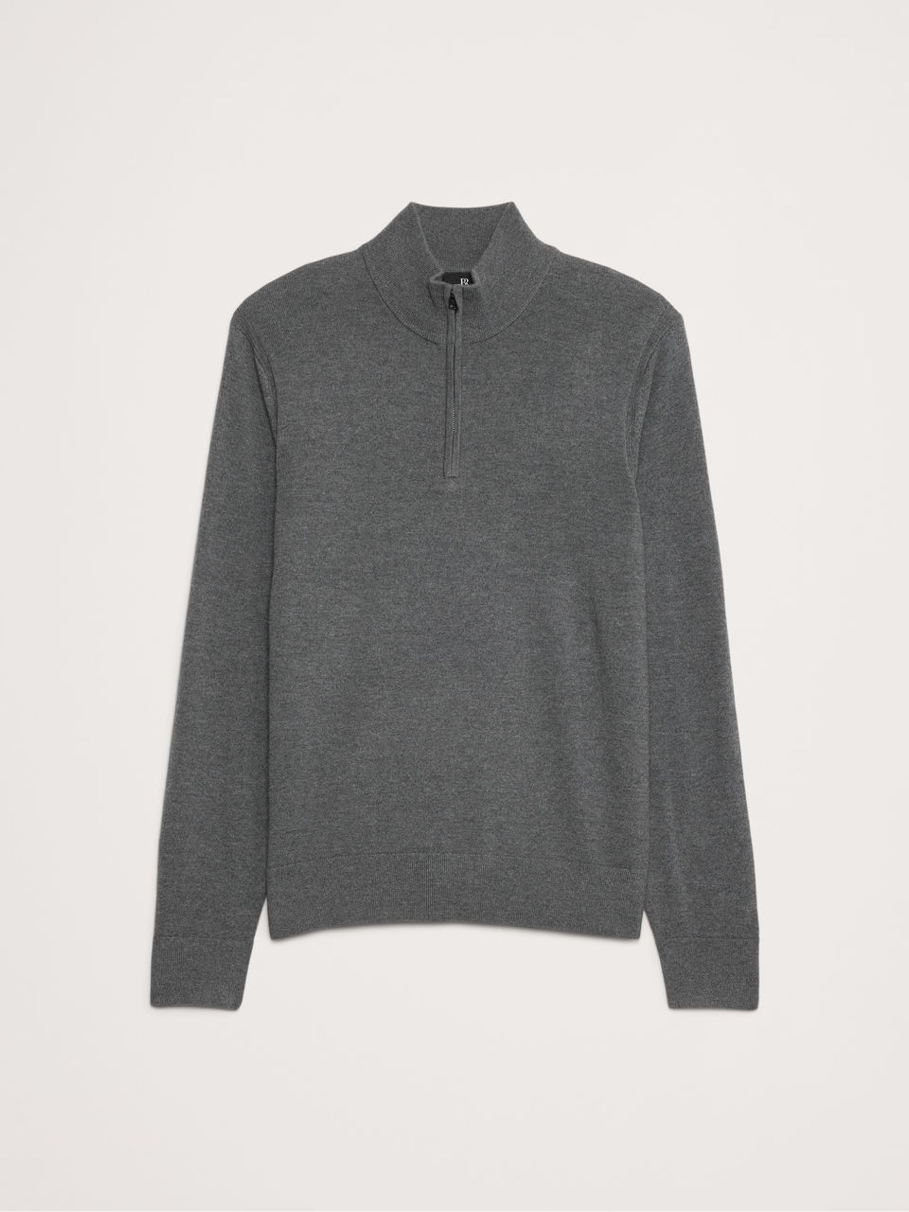 Banana Republic Grey Merino Wool Italian Half-Zip Jumper - Image 5 of 5