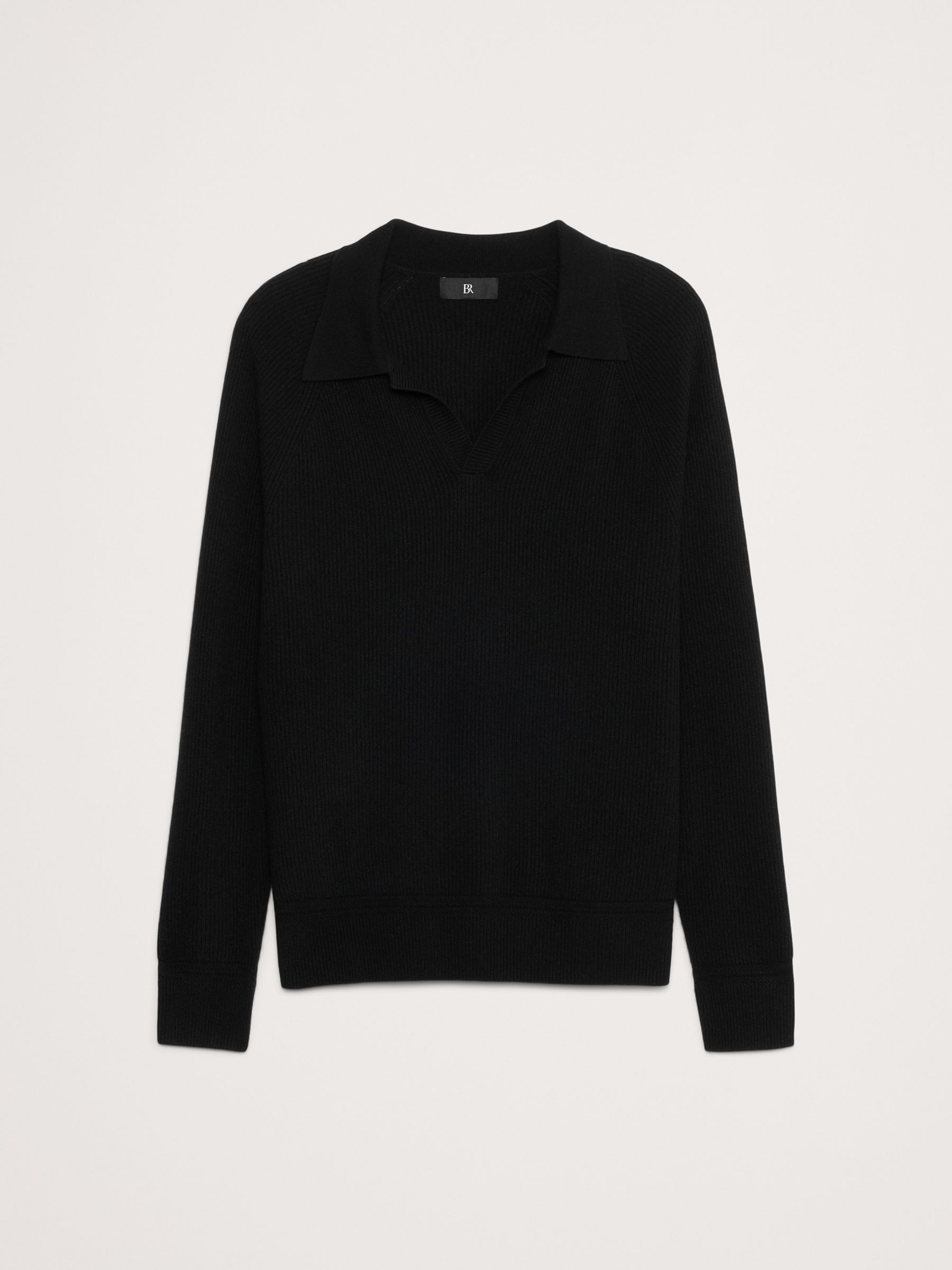 Banana Republic Black Wool-Cashmere Polo Shirt - Image 5 of 5