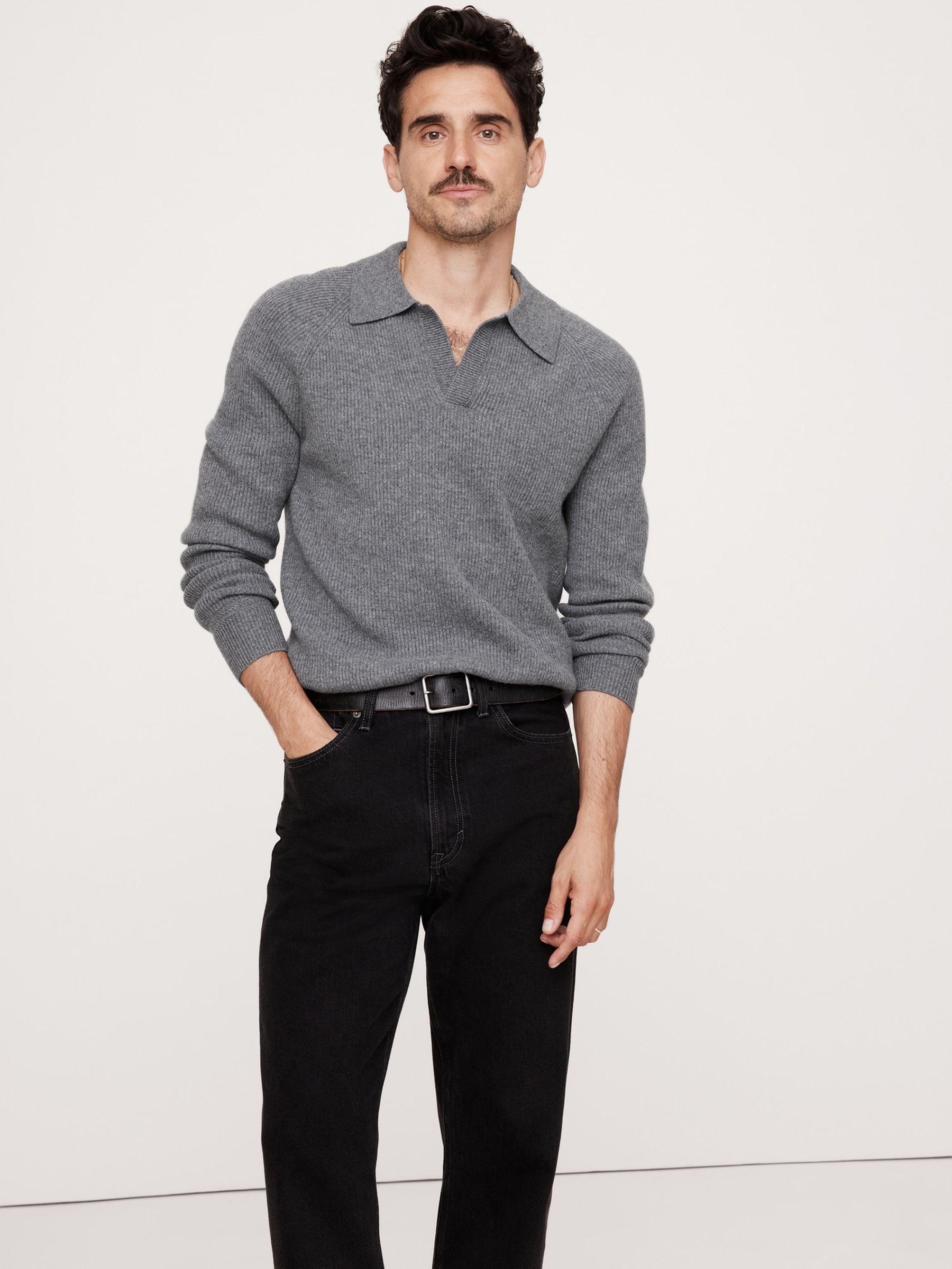 Banana Republic Grey Wool-Cashmere Polo Shirt | Gap