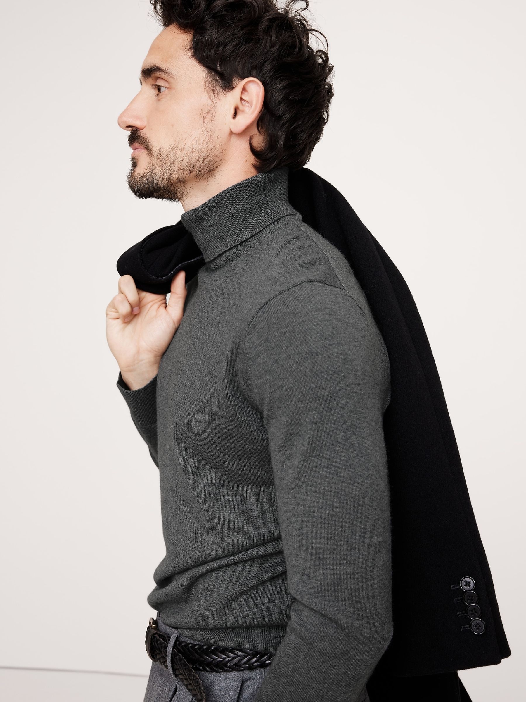 Banana Republic Grey Merino Wool Italian Turtle Neck Jumper - Image 3 of 4