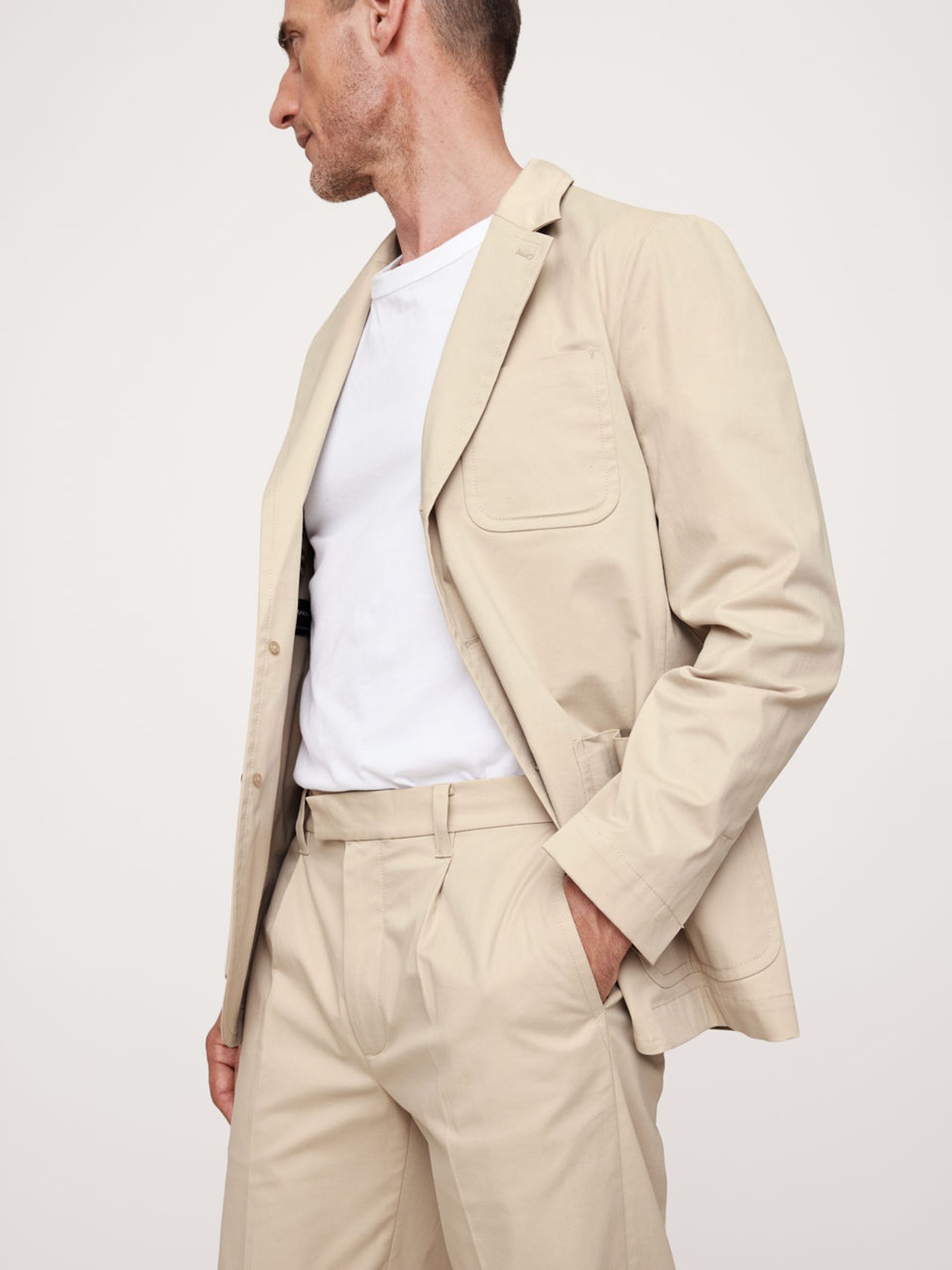 Banana Republic Cream Pleated Cropped Italian Stretch Chinos - Image 3 of 6