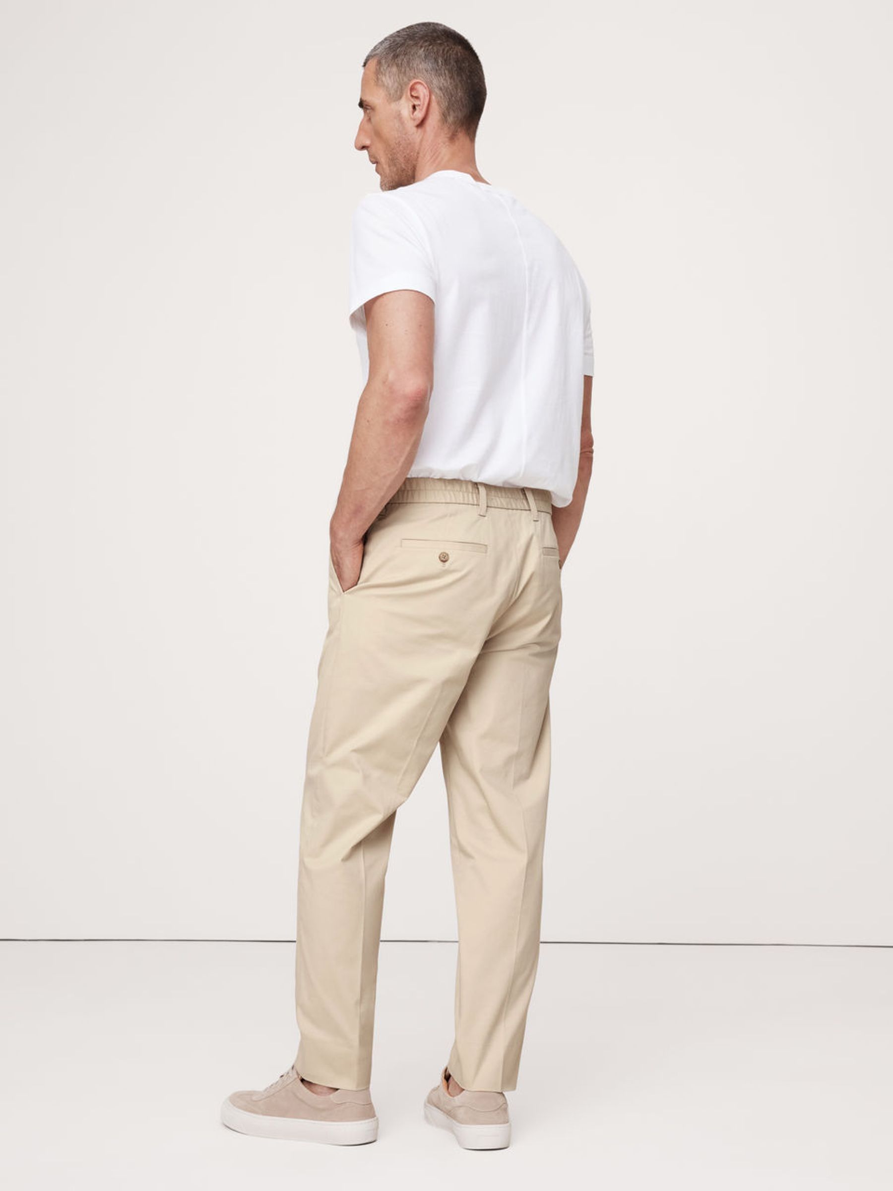 Banana Republic Cream Pleated Cropped Italian Stretch Chinos - Image 4 of 6
