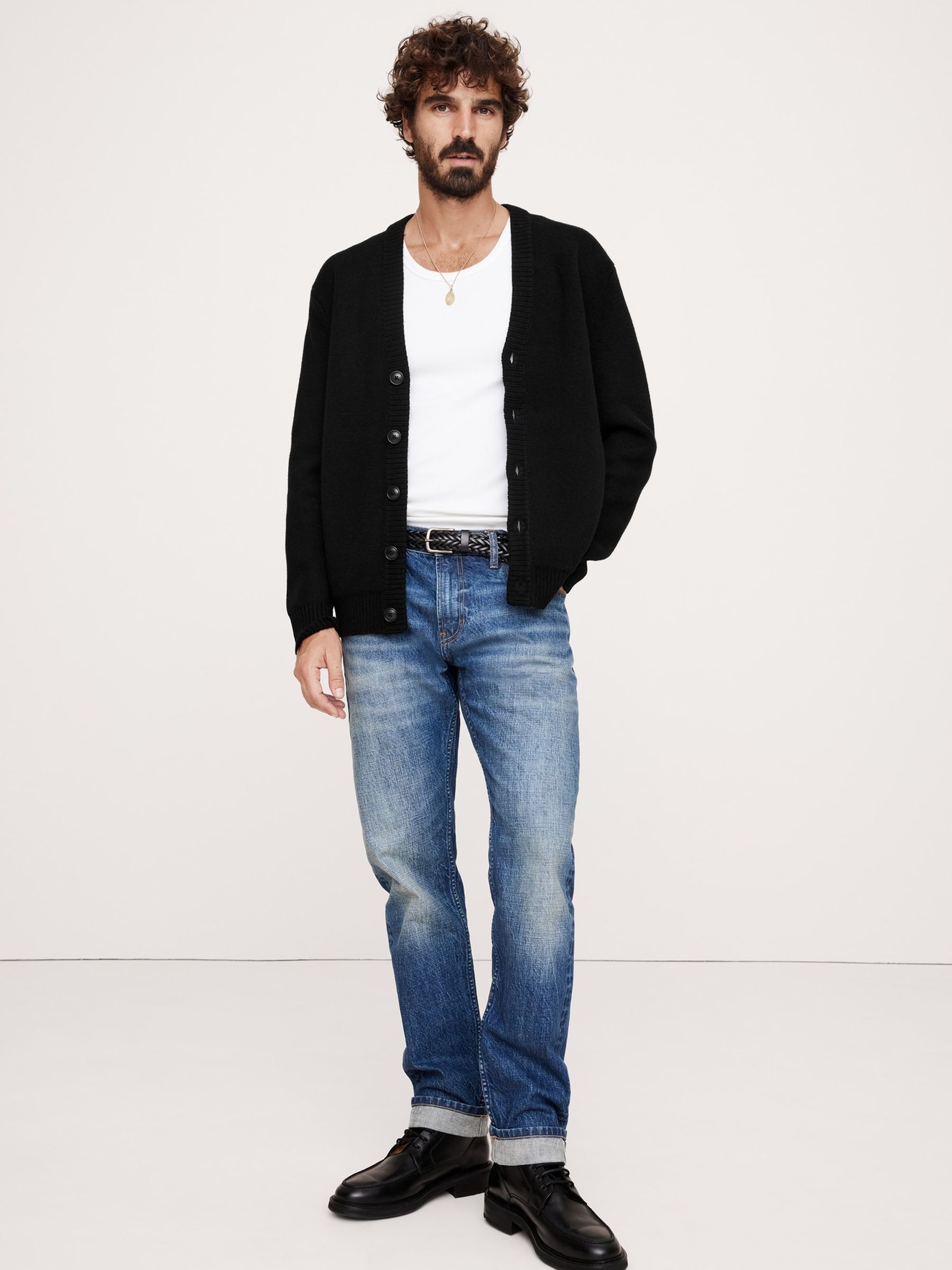 Banana Republic Black Relaxed Wool-Blend Cardigan Jumper - Image 1 of 1