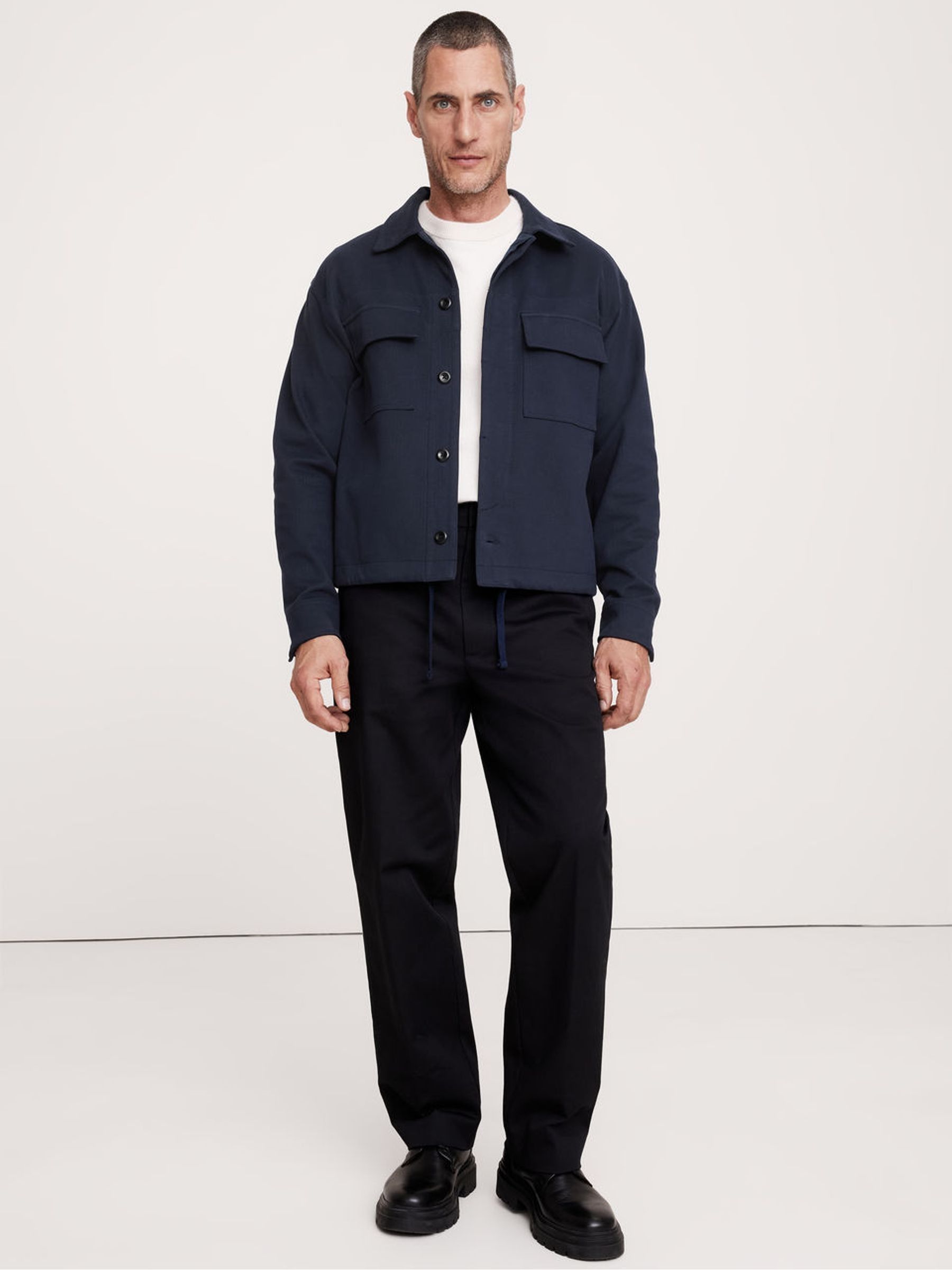 Banana Republic Navy/Blue Herringbone Ponte Coachs Jacket - Image 3 of 4