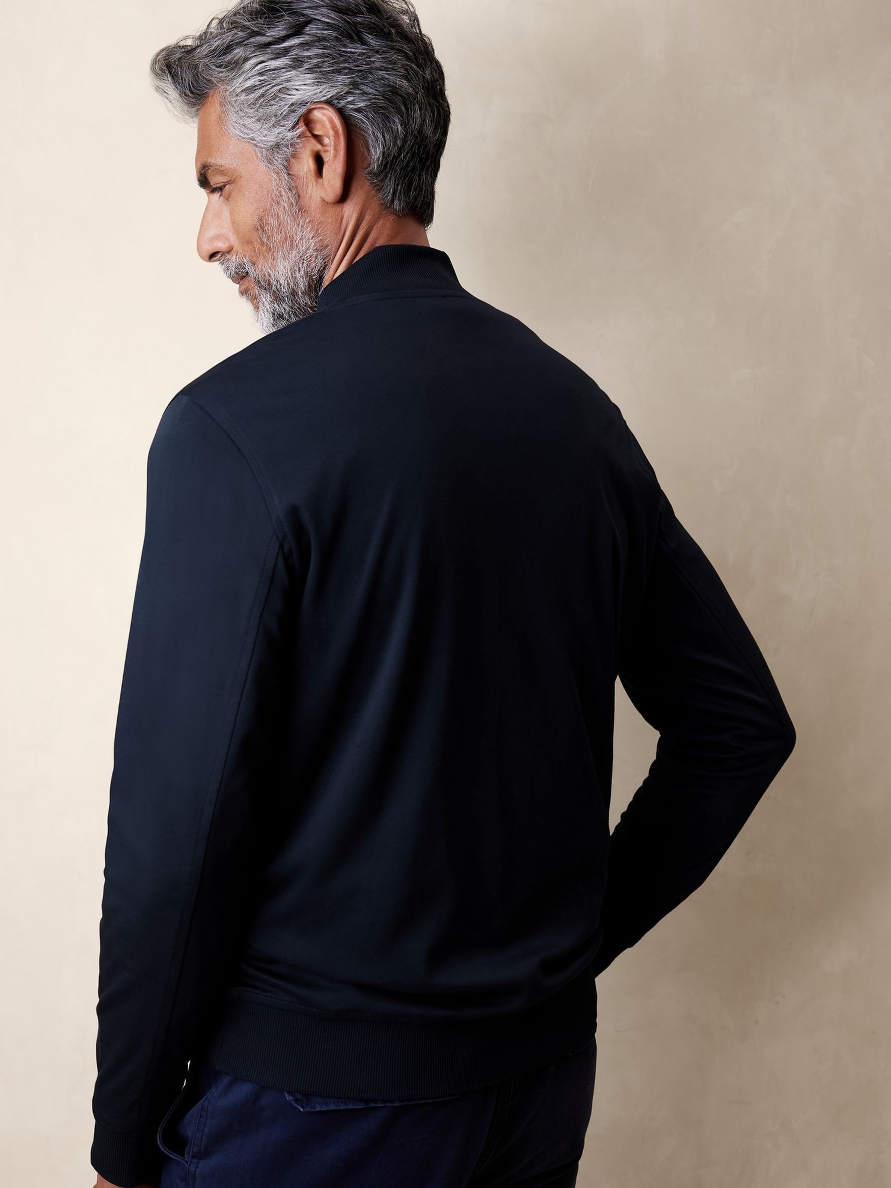 Banana Republic Navy/Blue Soft Touch Bomber Jacket - Image 2 of 4