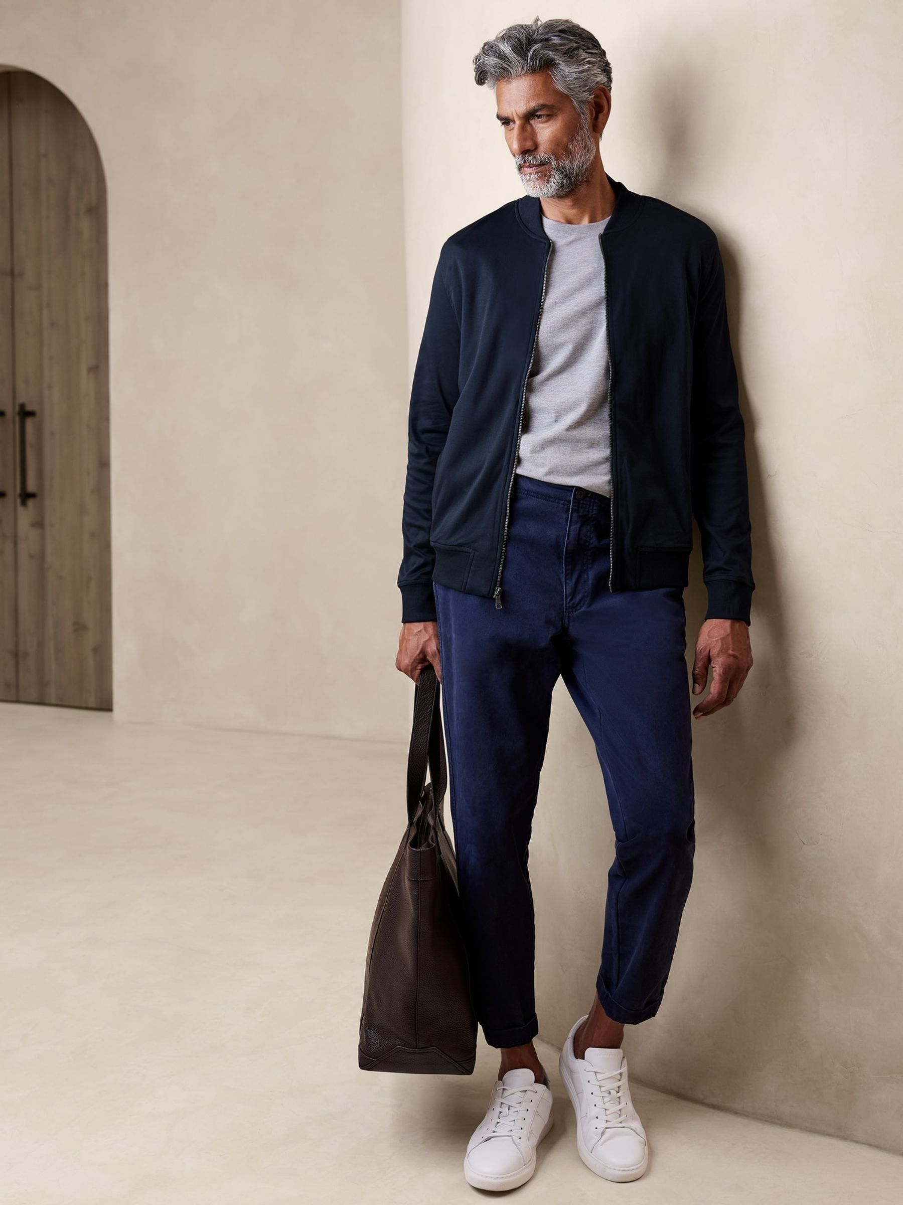 Banana Republic Navy/Blue Soft Touch Bomber Jacket - Image 3 of 4