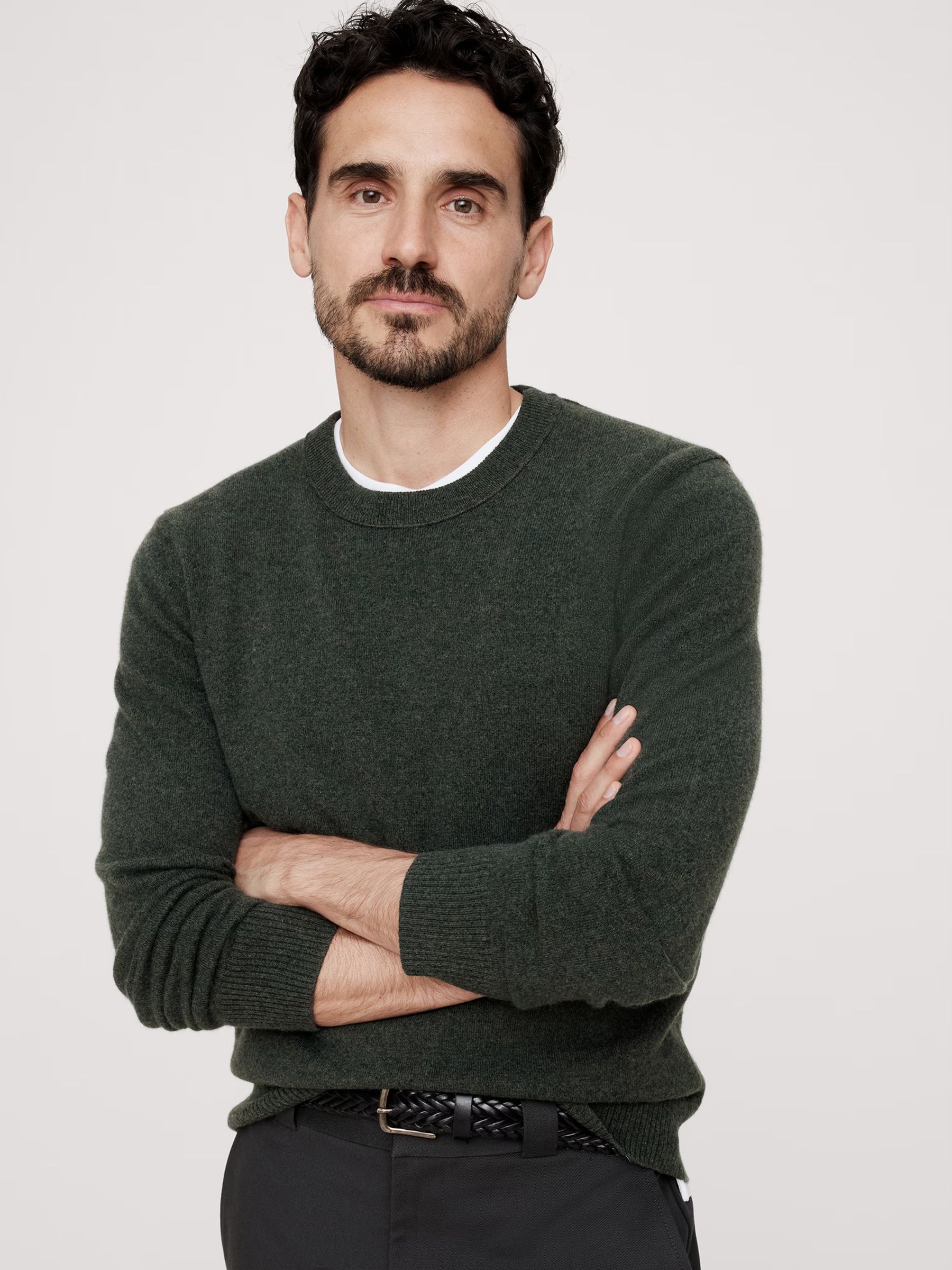 Banana Republic Khaki Green Alta Cashmere Crew Neck Jumper - Image 1 of 1