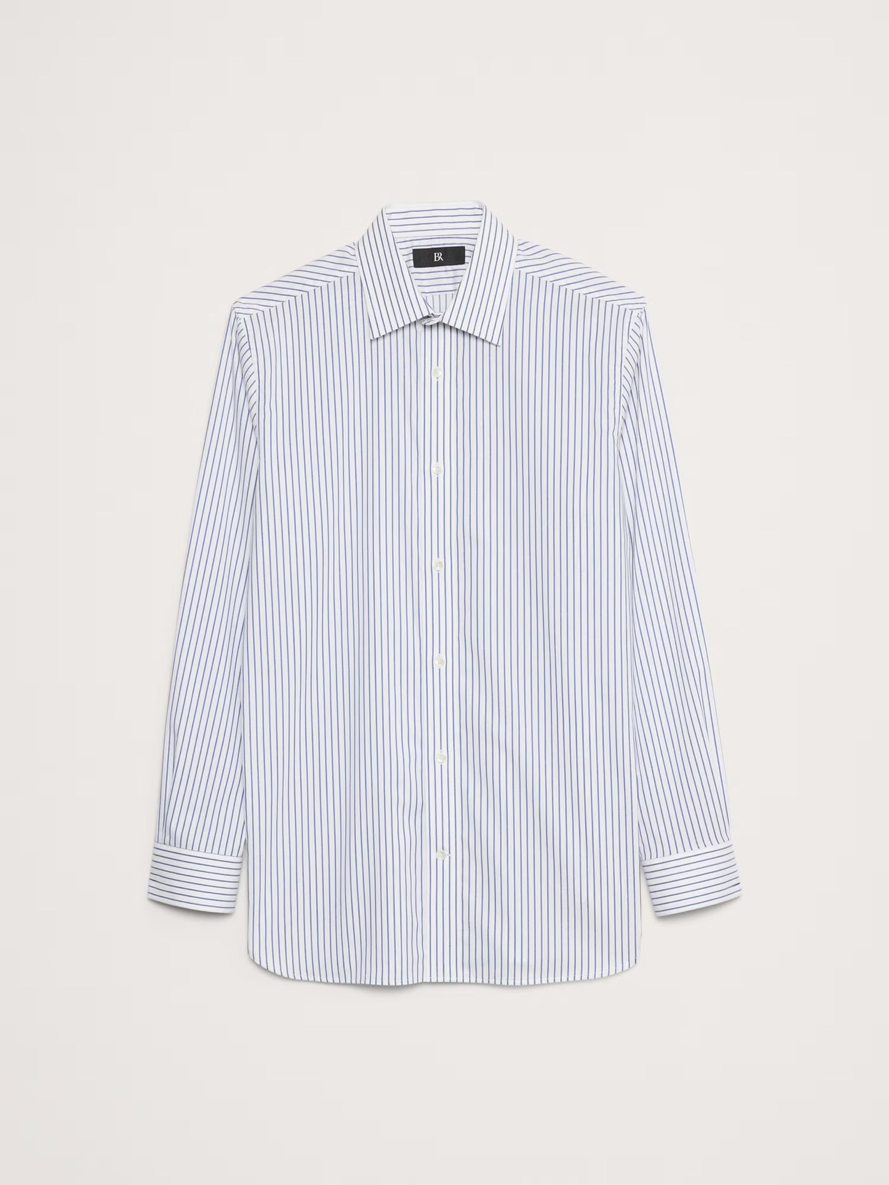 Banana Republic White Stripe Slim Wrinkle Resistant Dress Shirt - Image 3 of 4