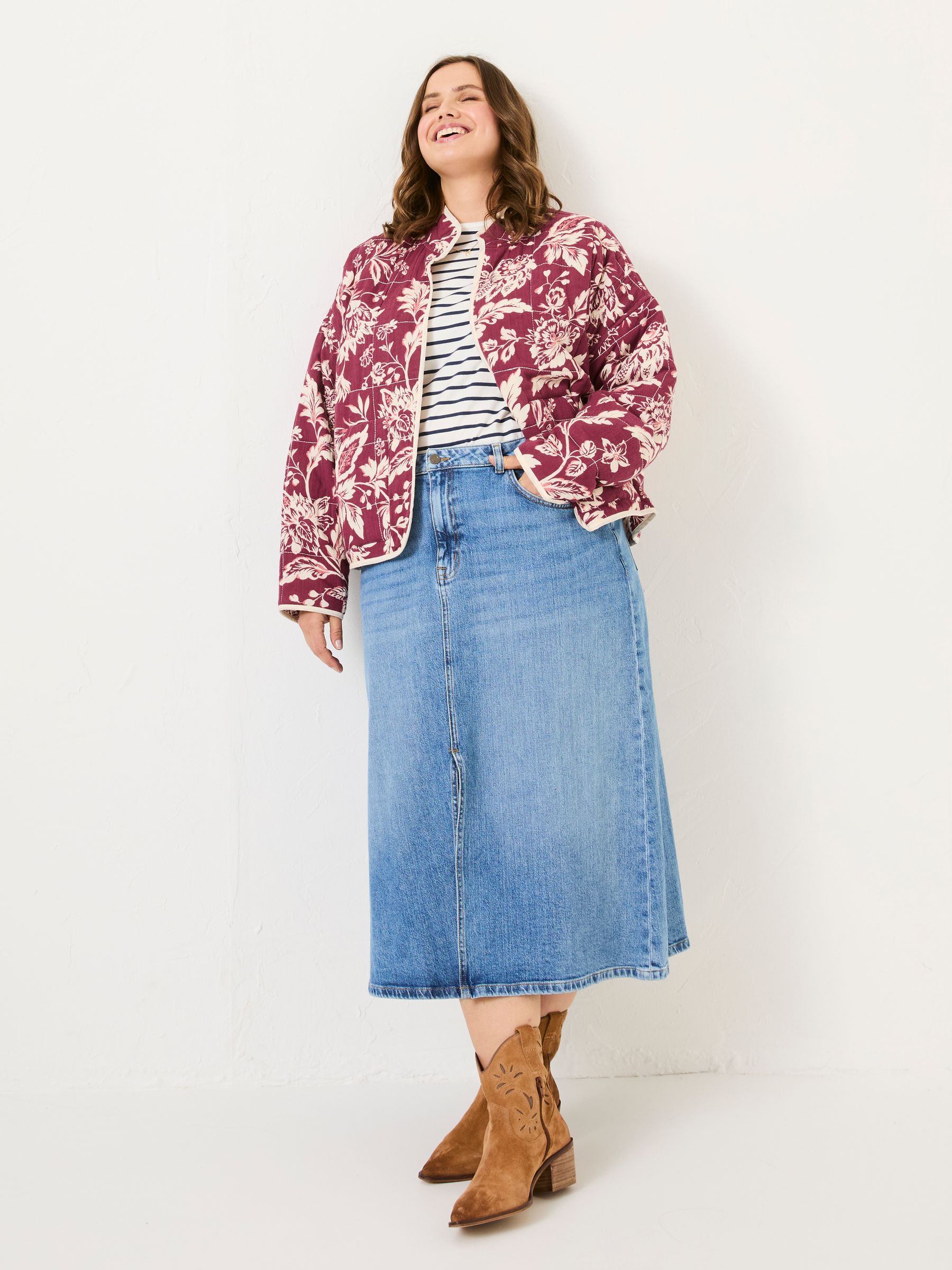 Evie Burgundy Floral Reversible Quilted Jacket - Image 10 of 13