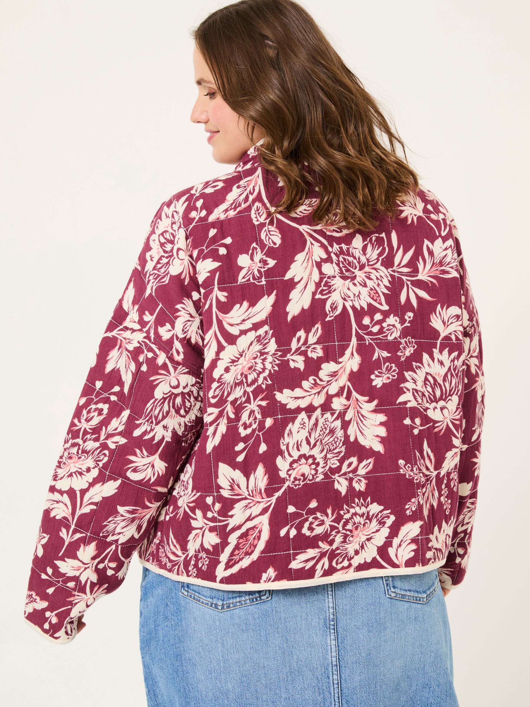 Evie Burgundy Floral Reversible Quilted Jacket - Image 11 of 13