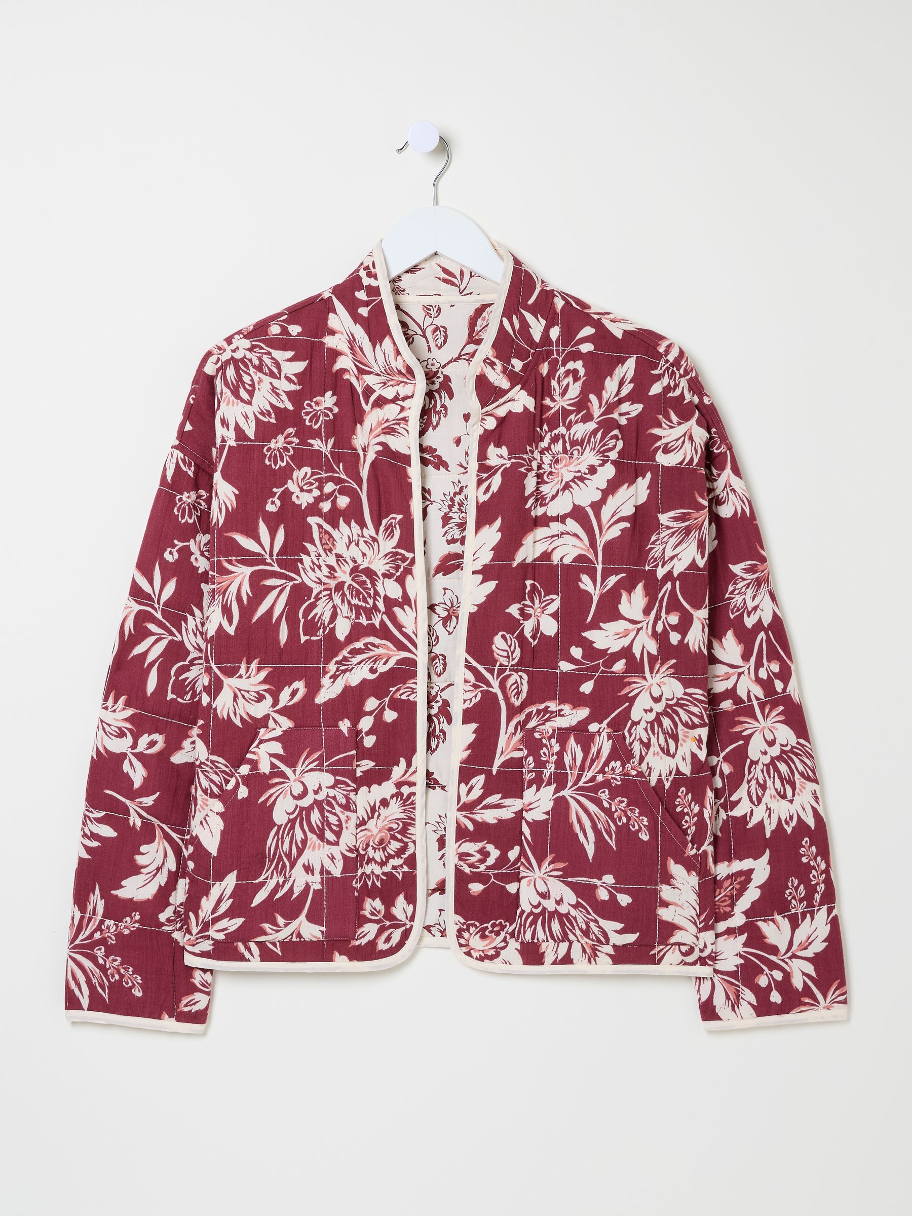 Evie Burgundy Floral Reversible Quilted Jacket - Image 12 of 13