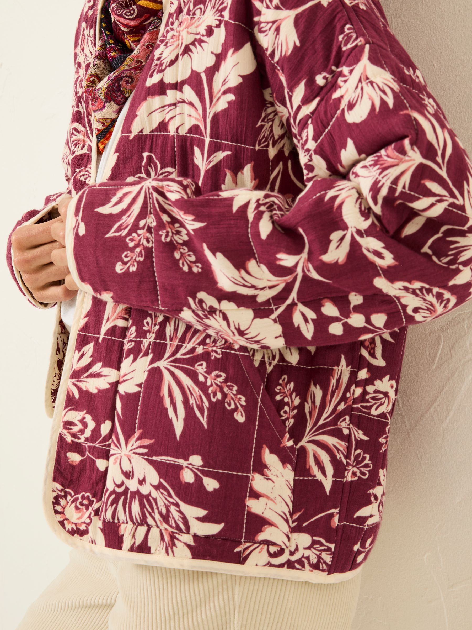 Evie Burgundy Floral Reversible Quilted Jacket - Image 6 of 13