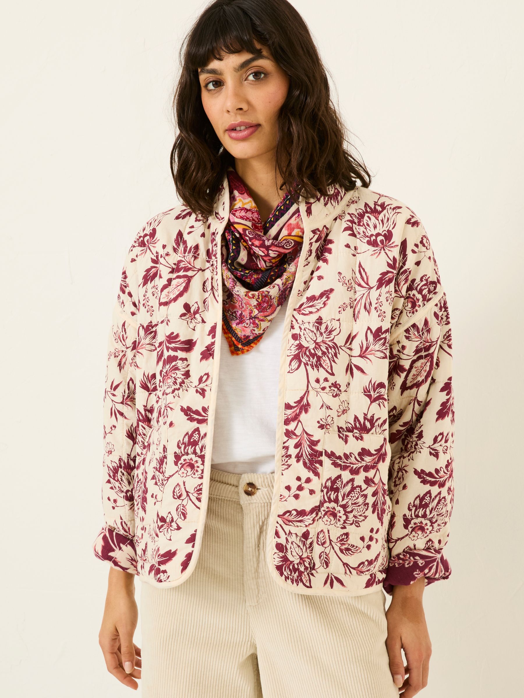 Evie Burgundy Floral Reversible Quilted Jacket - Image 8 of 13
