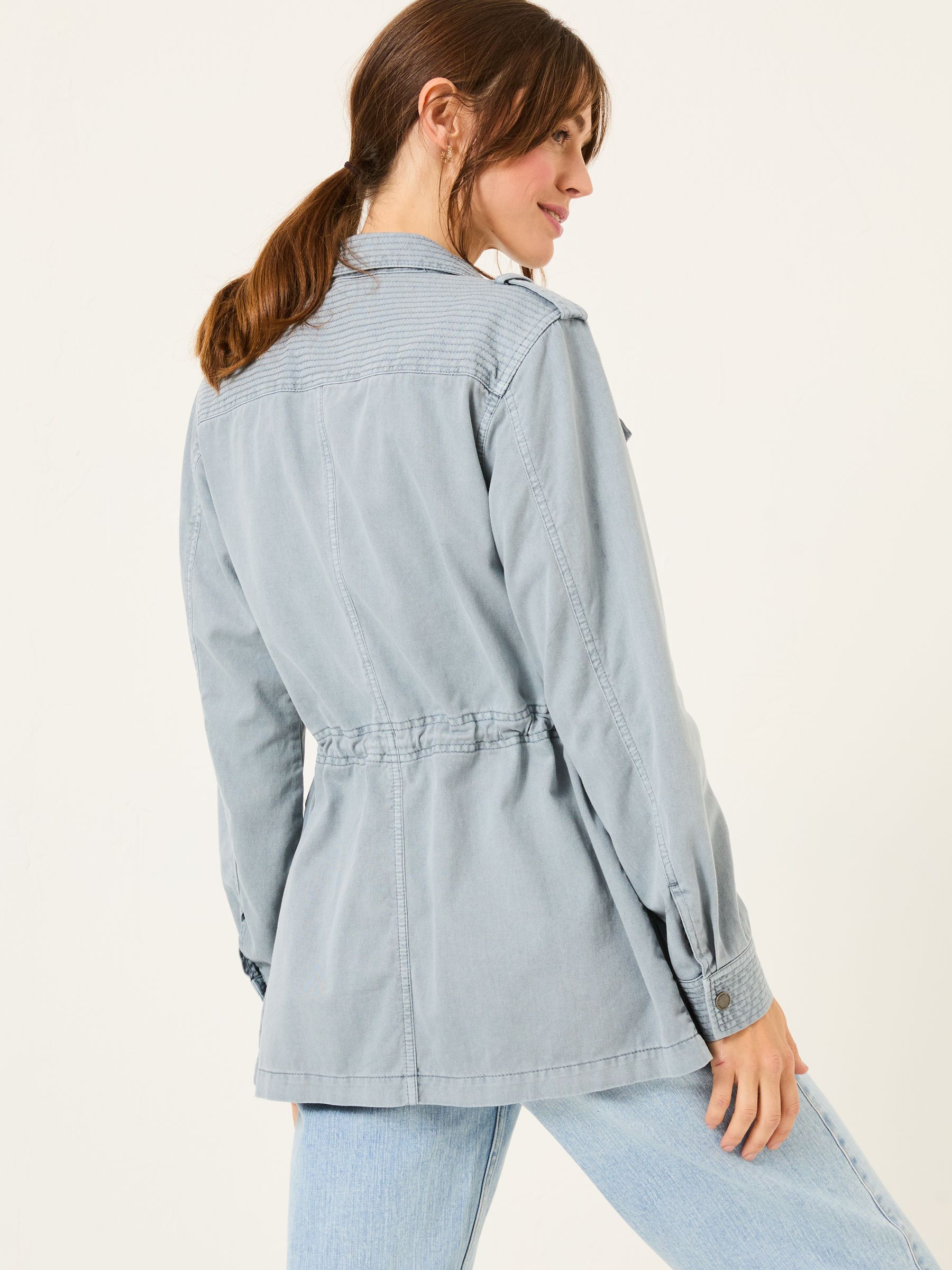 Lowen Chambray Blue 100% Cotton Field Jacket - Image 3 of 7