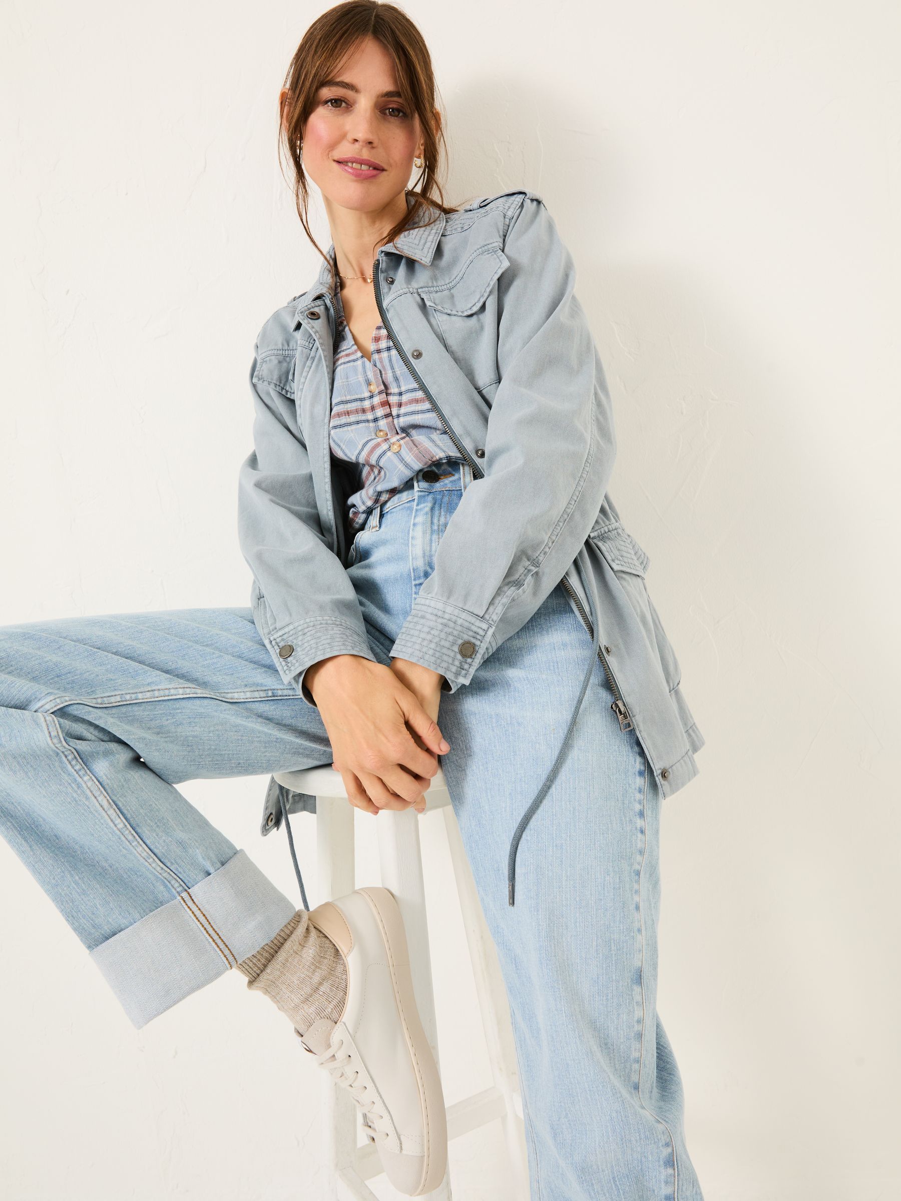 Lowen Chambray Blue 100% Cotton Field Jacket - Image 4 of 7