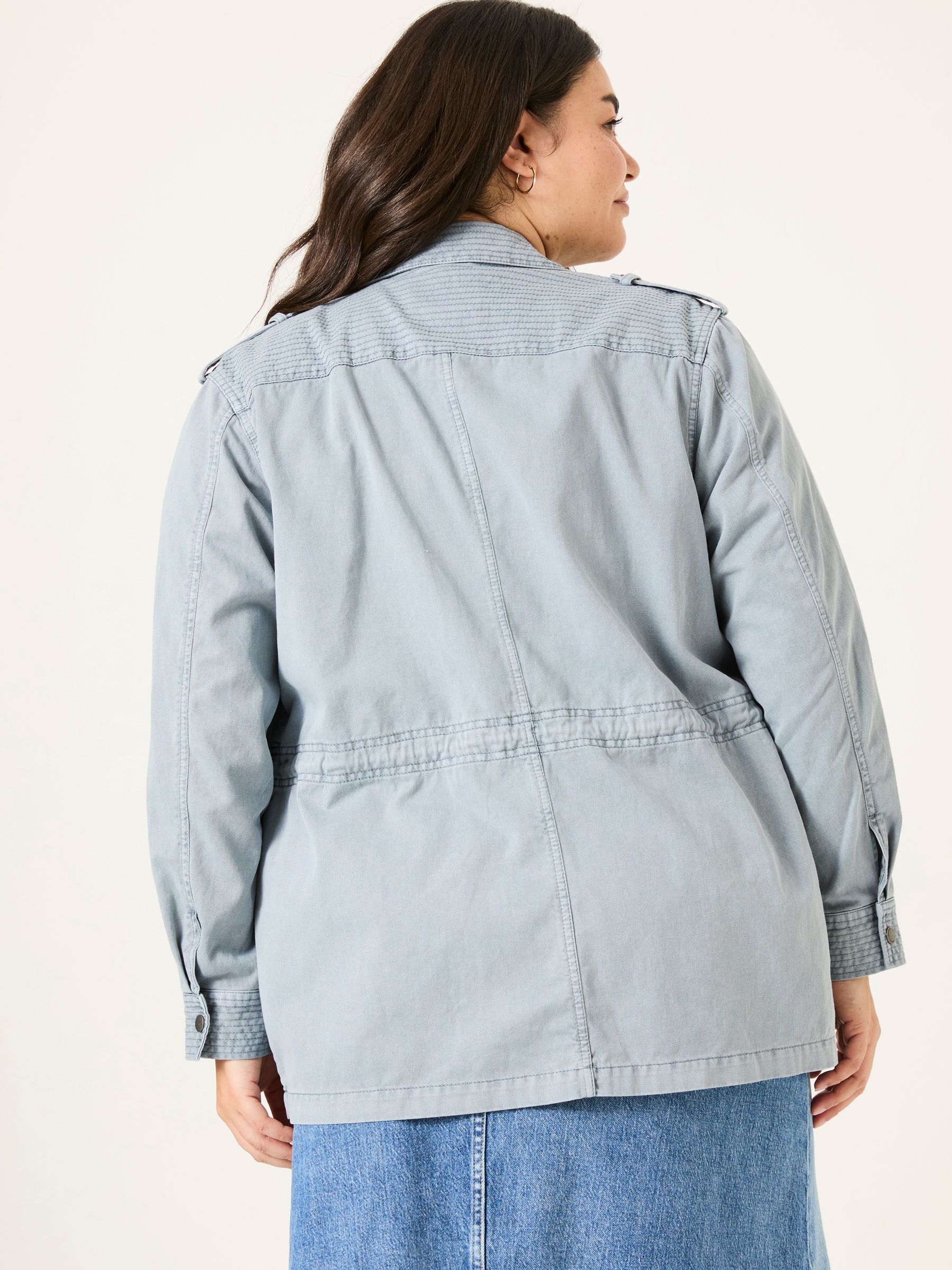 Lowen Chambray Blue 100% Cotton Field Jacket - Image 8 of 12