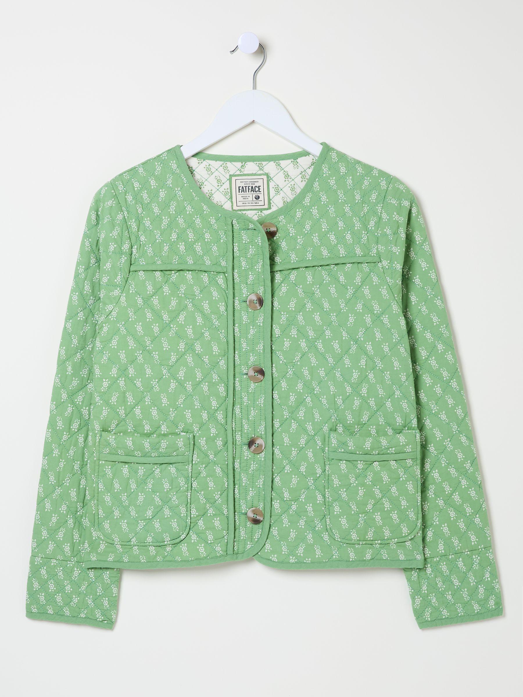 Mia Light Green Woodblock Quilted Jacket - Image 11 of 12