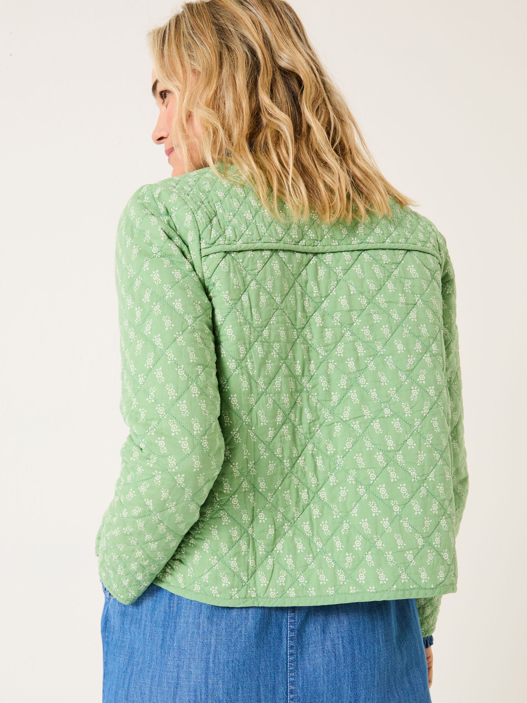 Mia Light Green Woodblock Quilted Jacket - Image 2 of 12