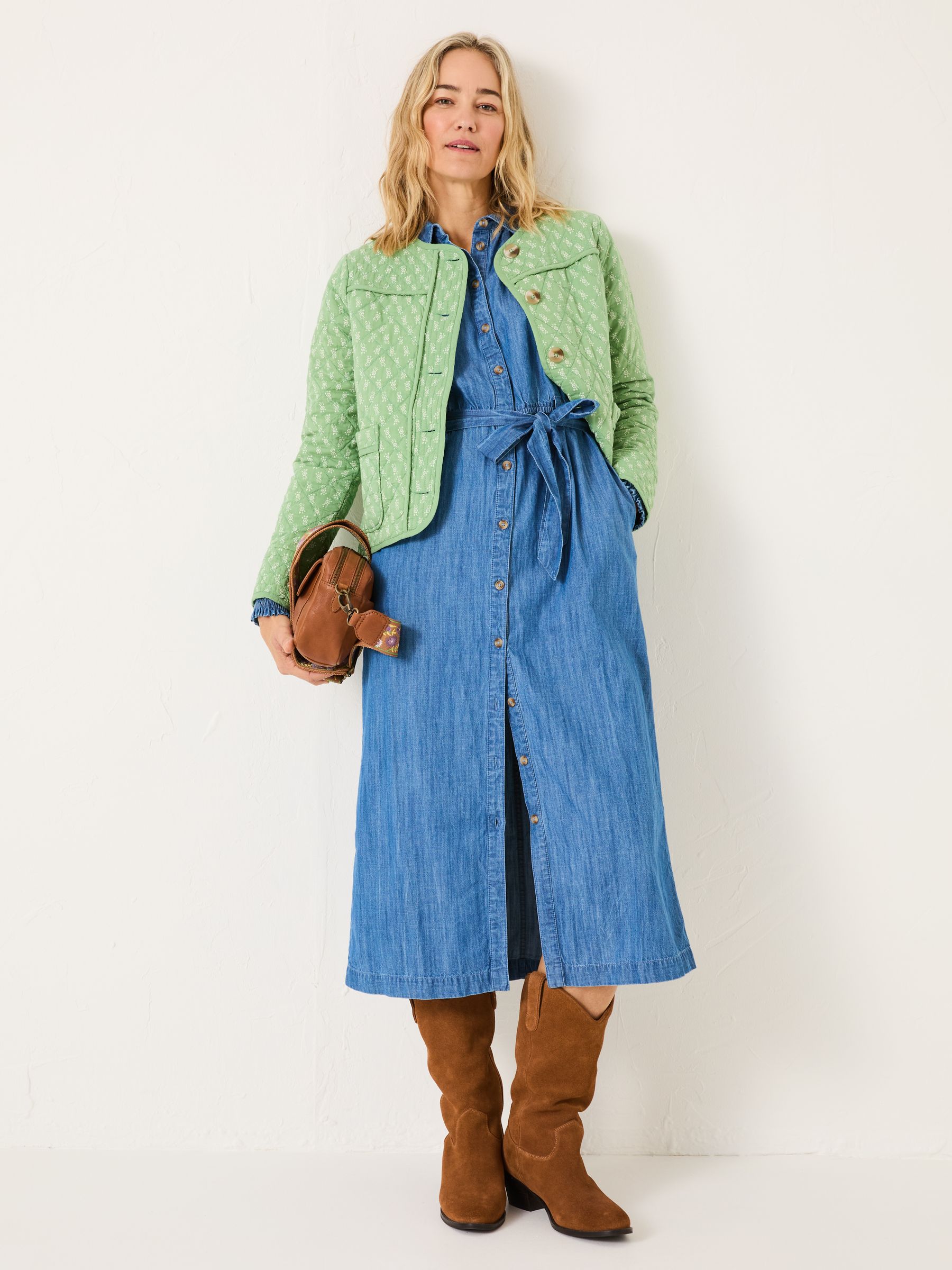 Mia Light Green Woodblock Quilted Jacket - Image 3 of 12