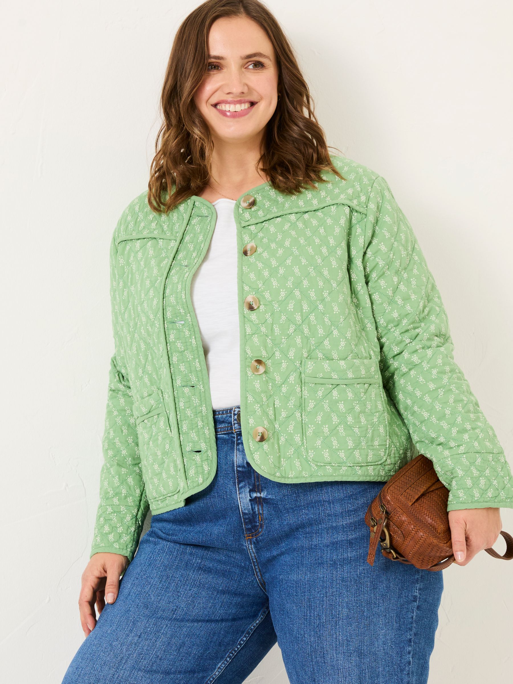 Mia Light Green Woodblock Quilted Jacket - Image 6 of 12