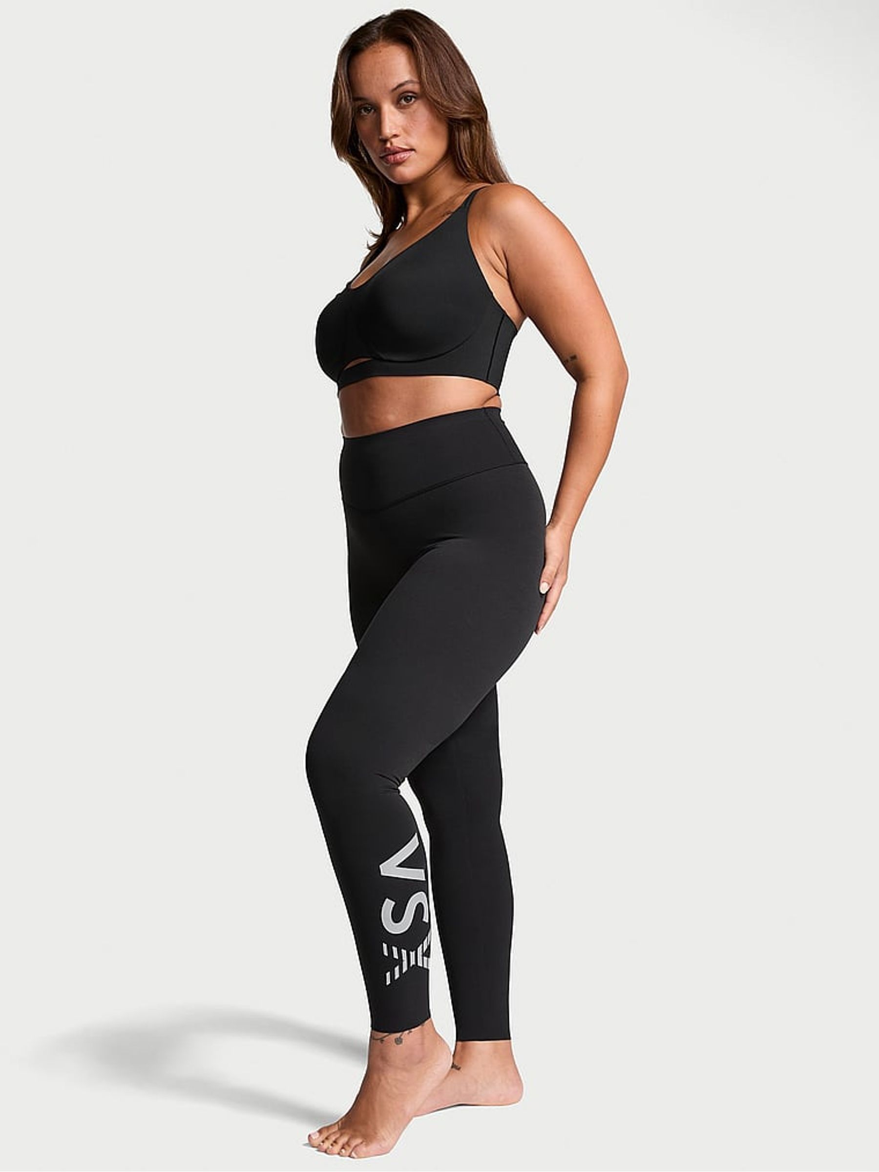 Black Graphic Full Length Elevate™ Leggings - Image 1 of 5