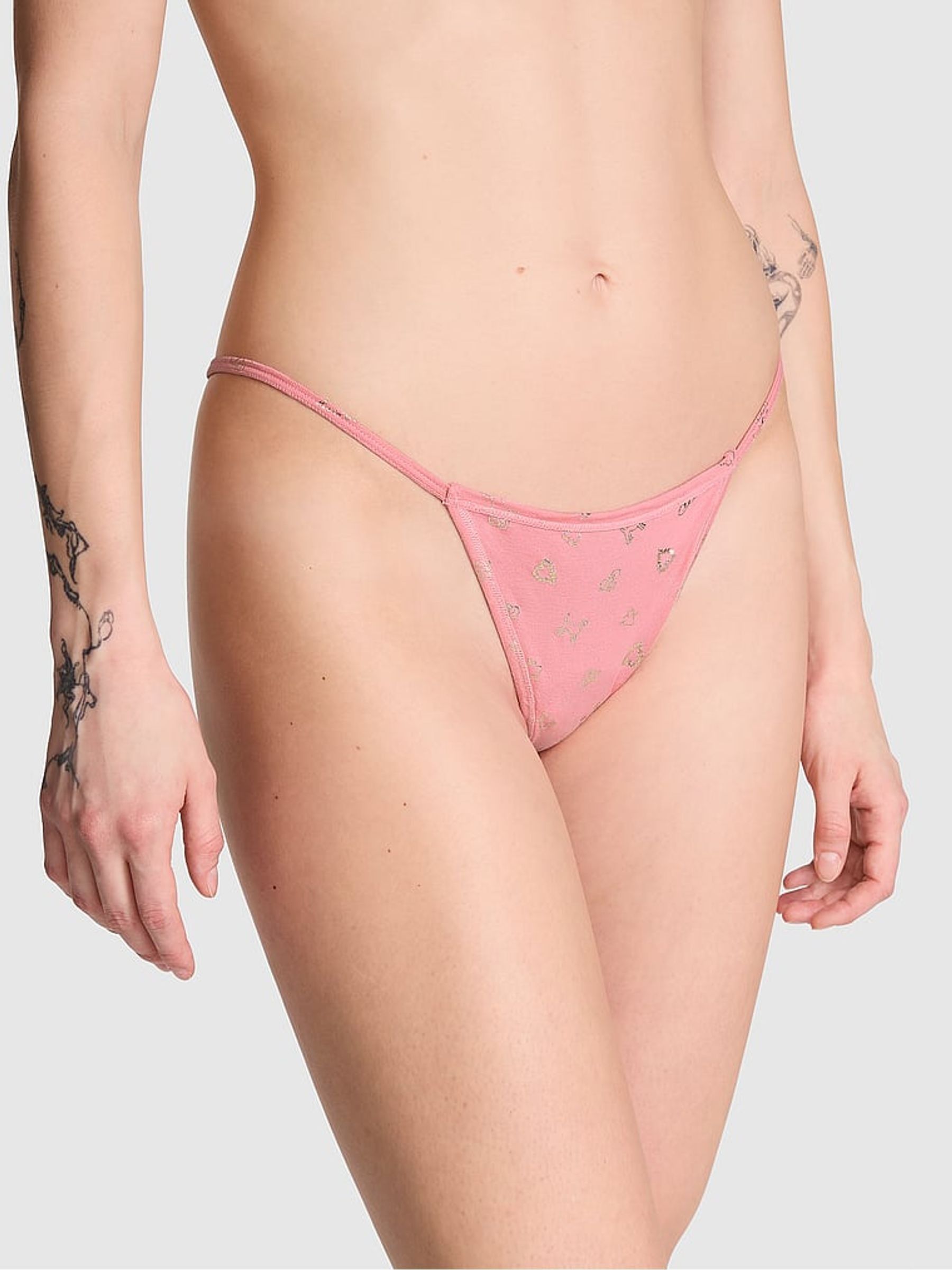 Petal Pink Cotton G String Knickers - Image 1 of 3
