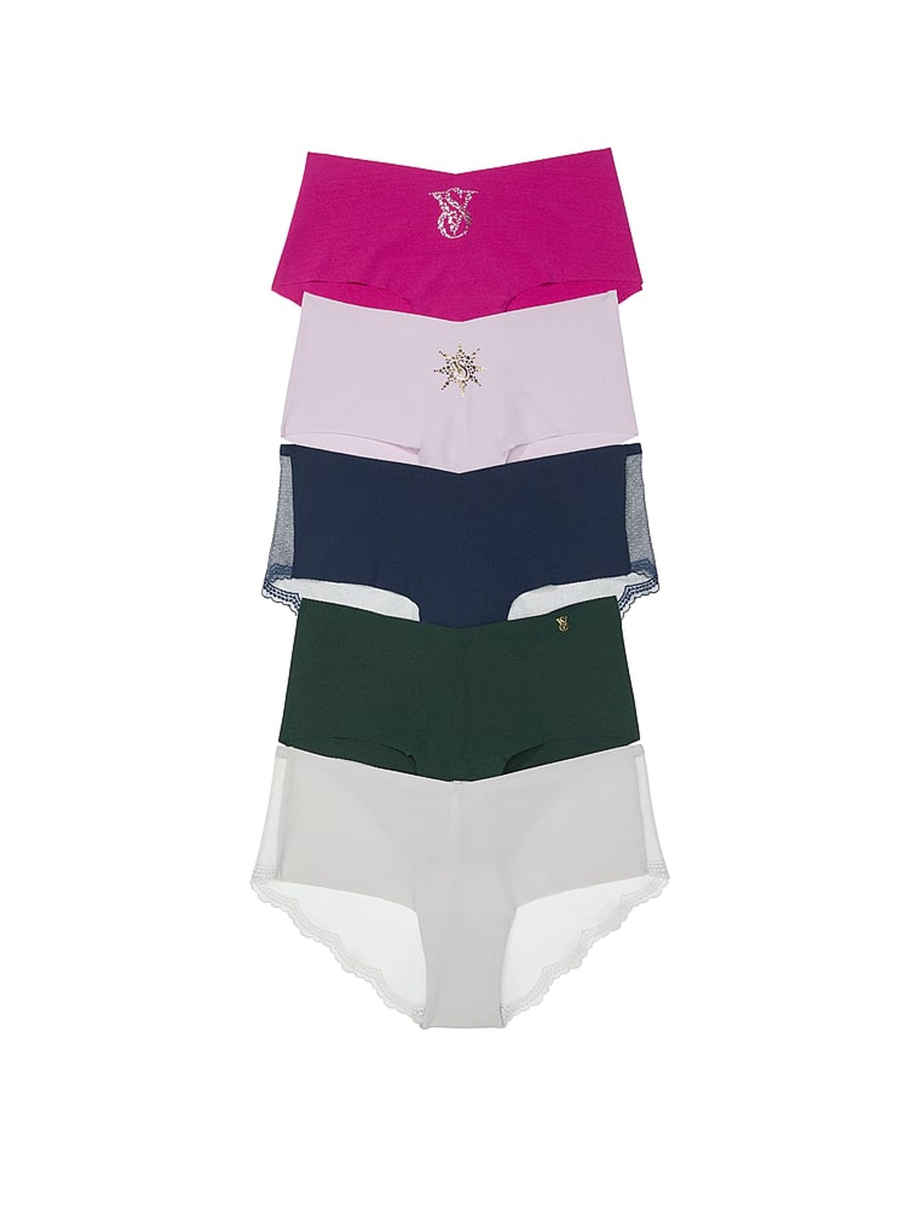 Pink/Purple/Navy Blue/Green/Grey Cheeky 5 Pack Knickers - Image 1 of 1