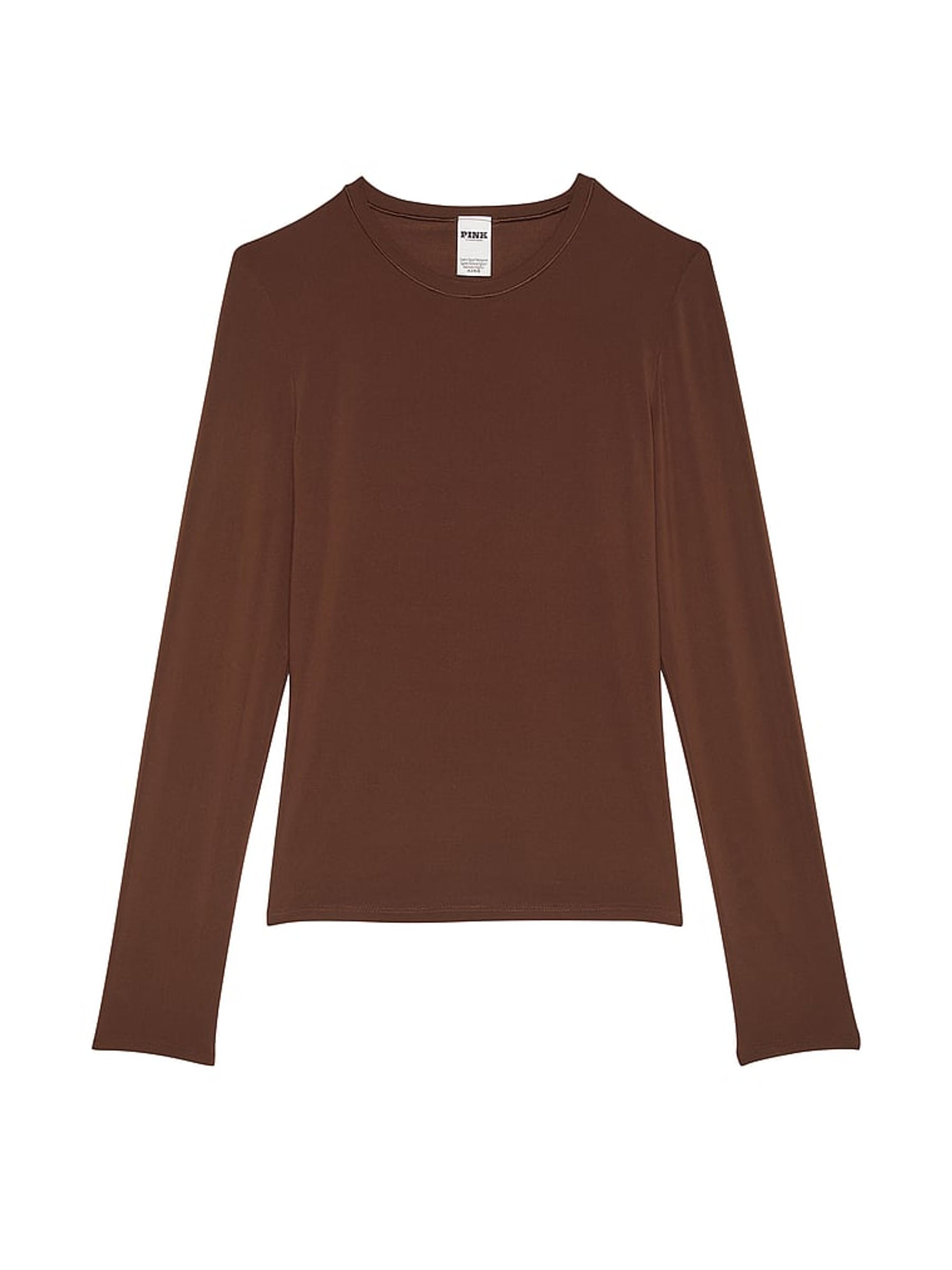 Ganache Brown Long Sleeve Soft Stretch T-Shirt - Image 3 of 3