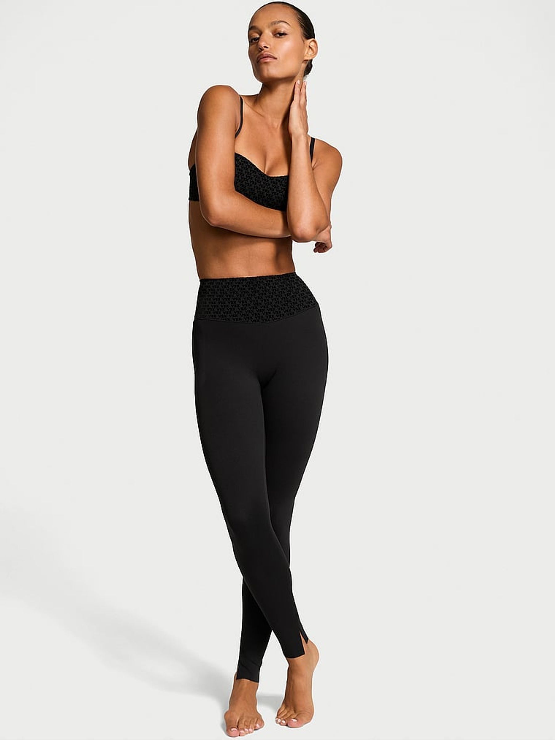 Black Full Length Elevate™ Logo Mesh Pocket Leggings - Image 1 of 4