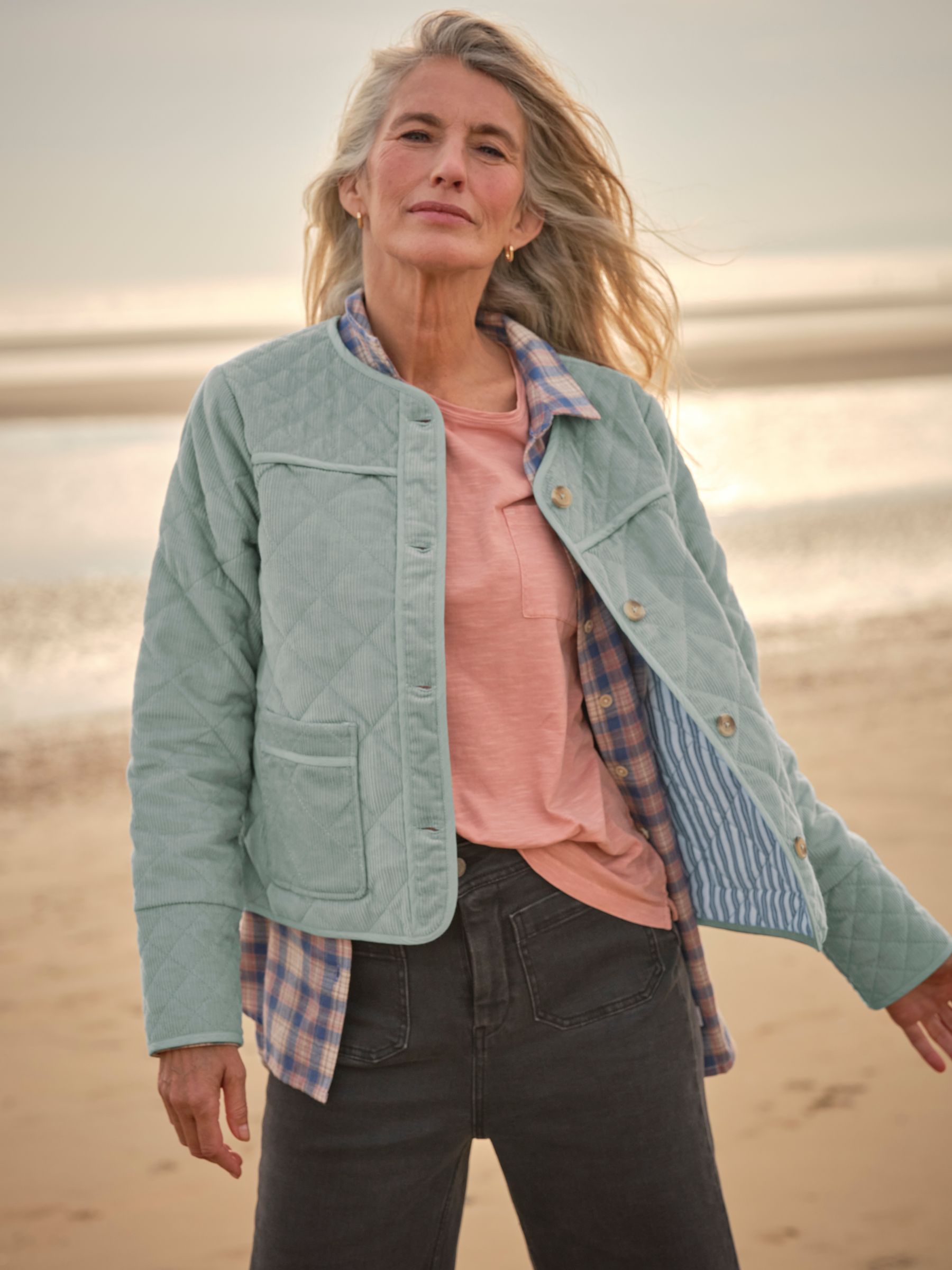 Maeve Light Blue Cord Quilted Jacket - Image 5 of 7