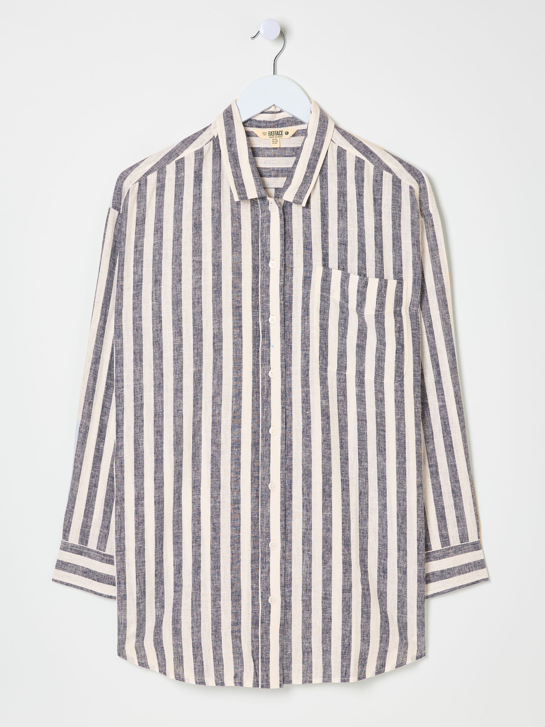 White Beachwear Stripe Longline Shirt - Image 6 of 6