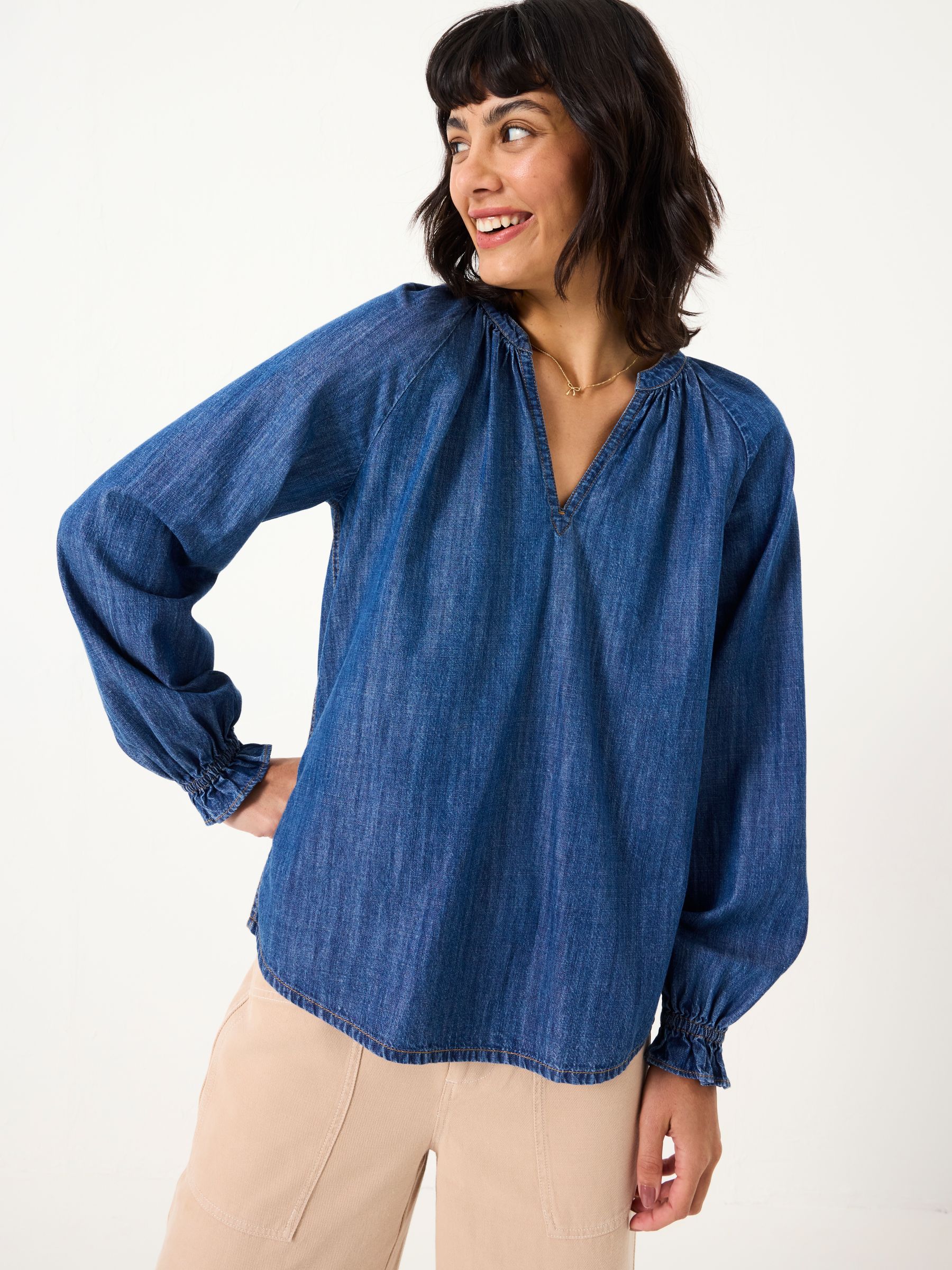 Pacey Blue Denim Blouse | FatFace