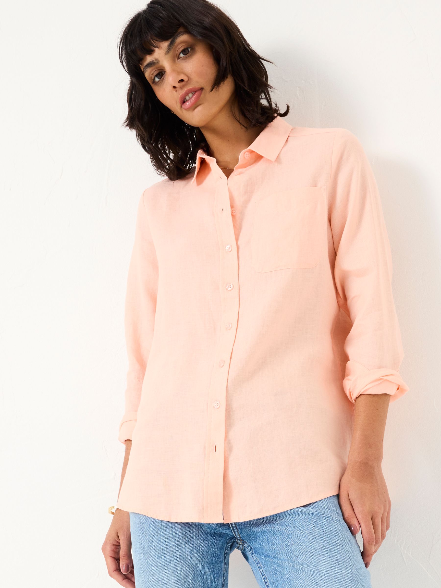 Coral Pink Olivia Linen Shirt - Image 1 of 6