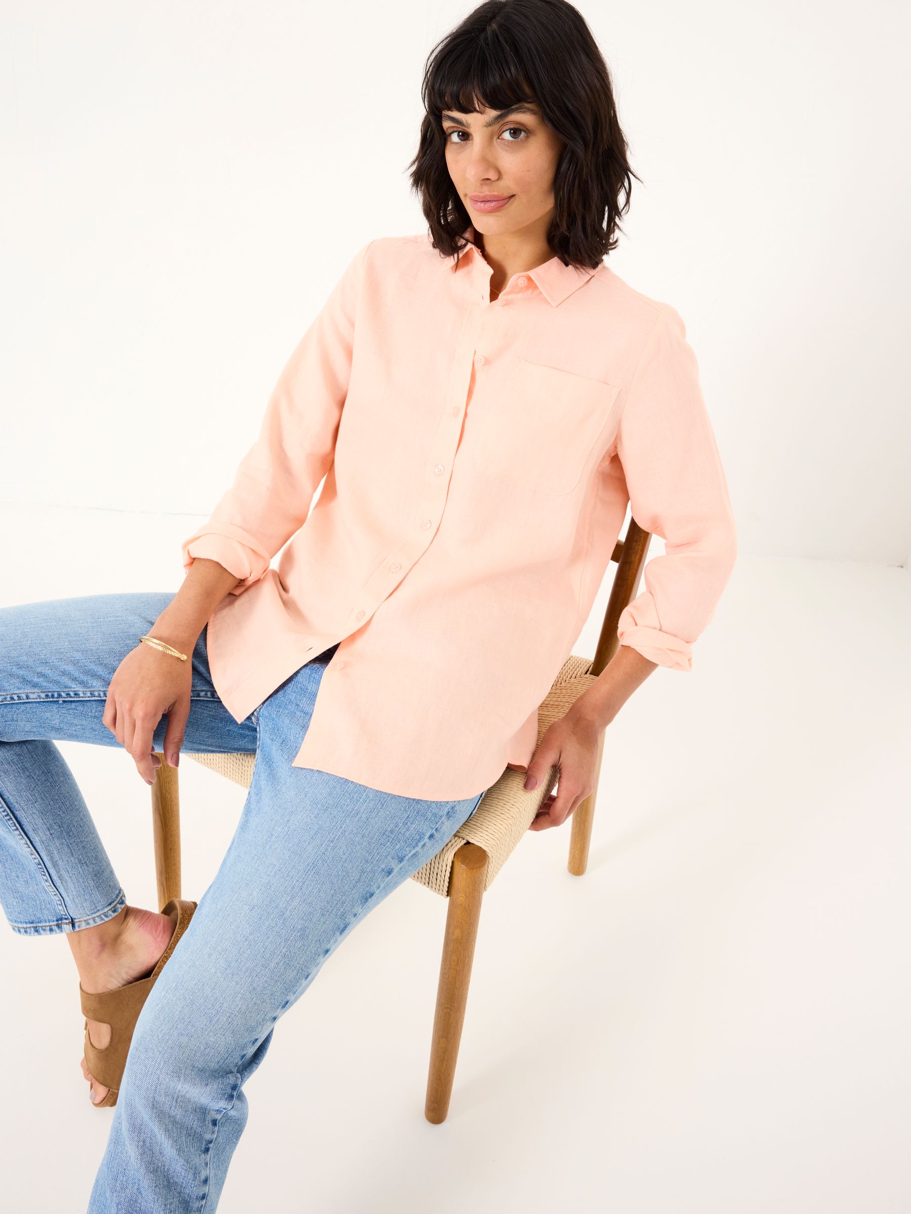Coral Pink Olivia Linen Shirt - Image 4 of 6