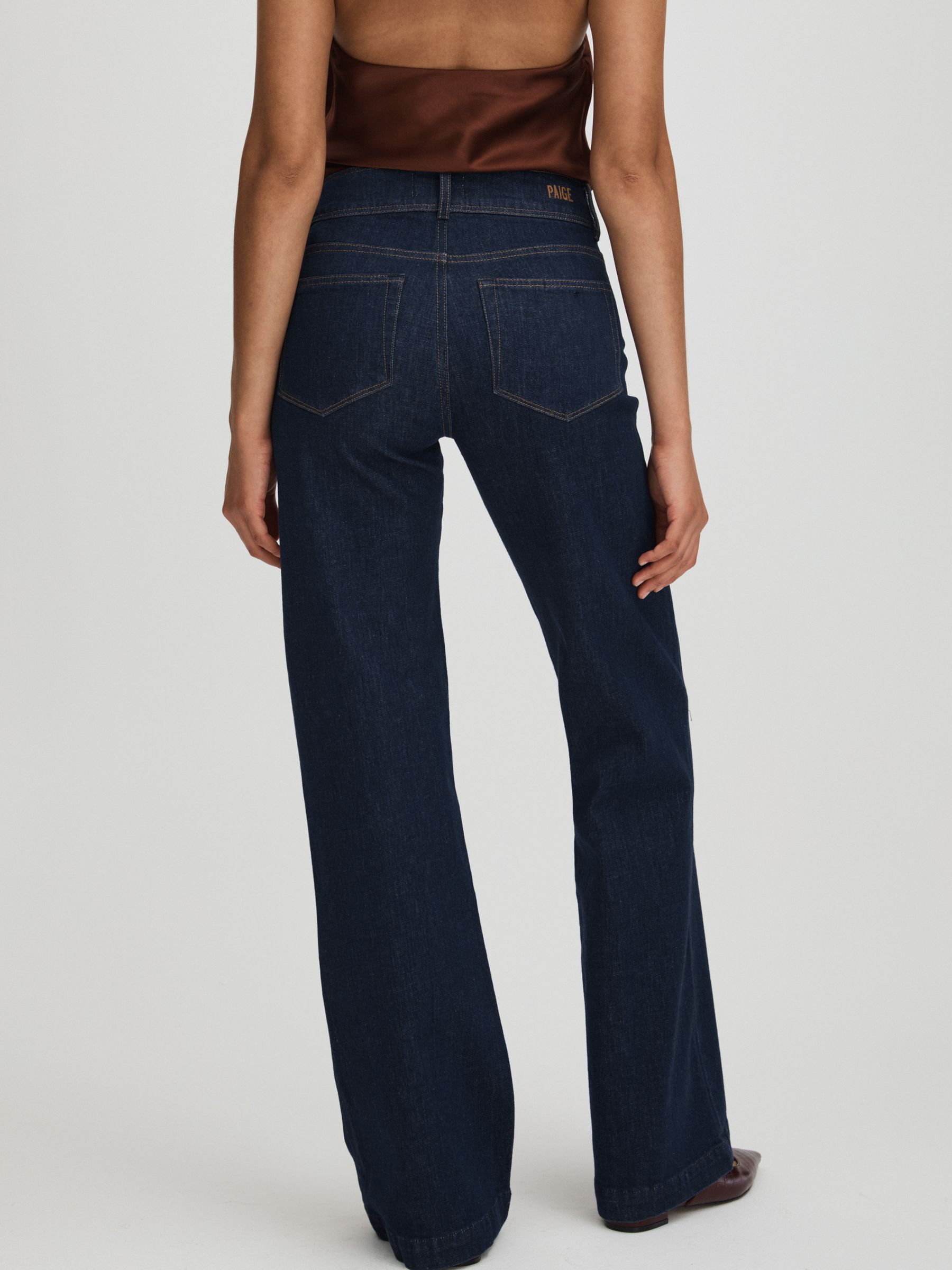 Leenah Wide Catania Blue Paige Catania Blue Exposed Button Wide Leg Jeans - Image 4 of 5