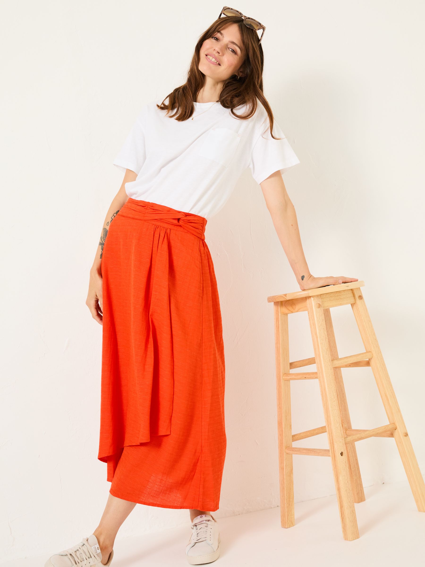 Burnt Orange Juni Midi Skirt - Image 1 of 10