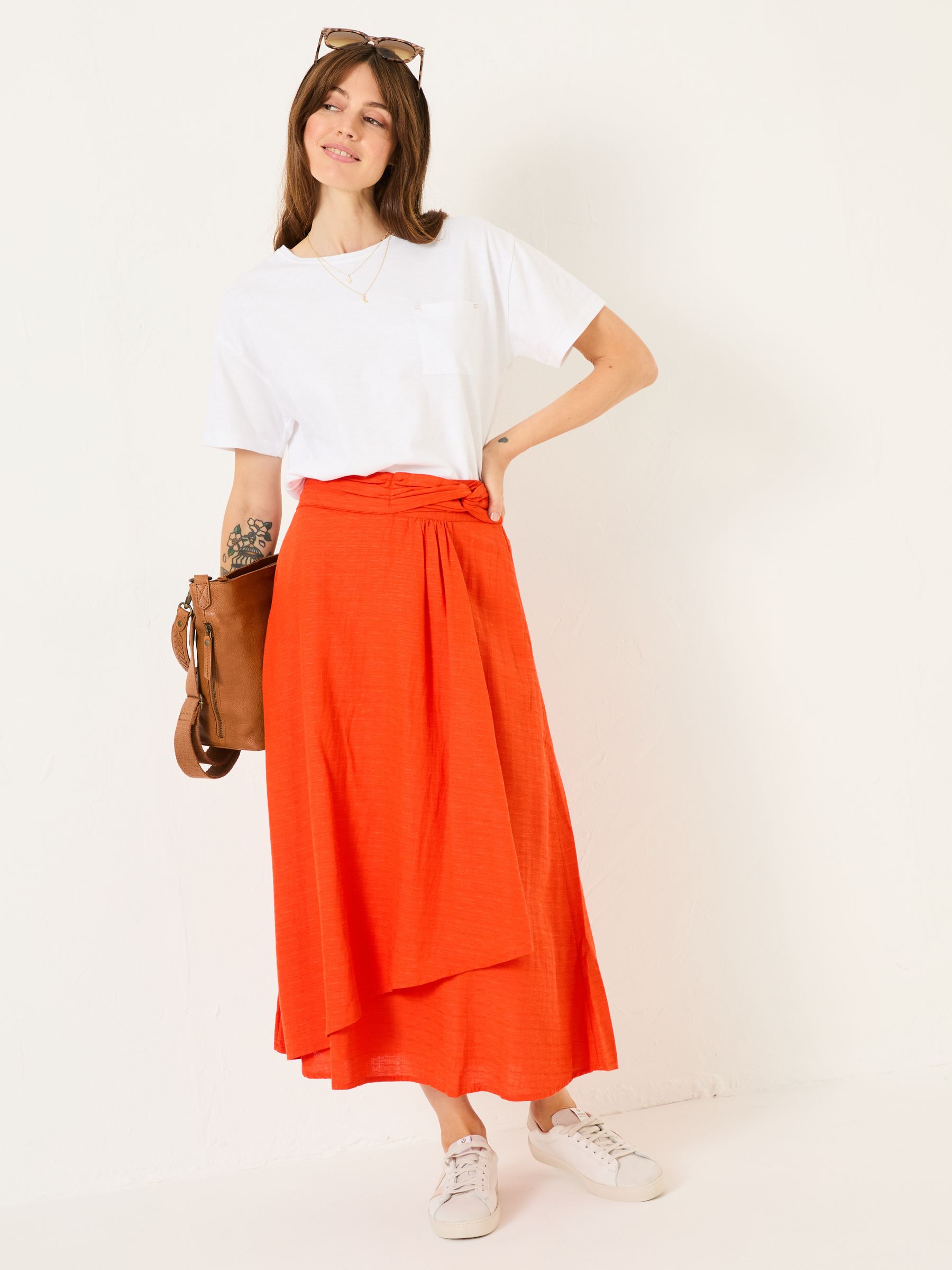 Burnt Orange Juni Midi Skirt - Image 3 of 10