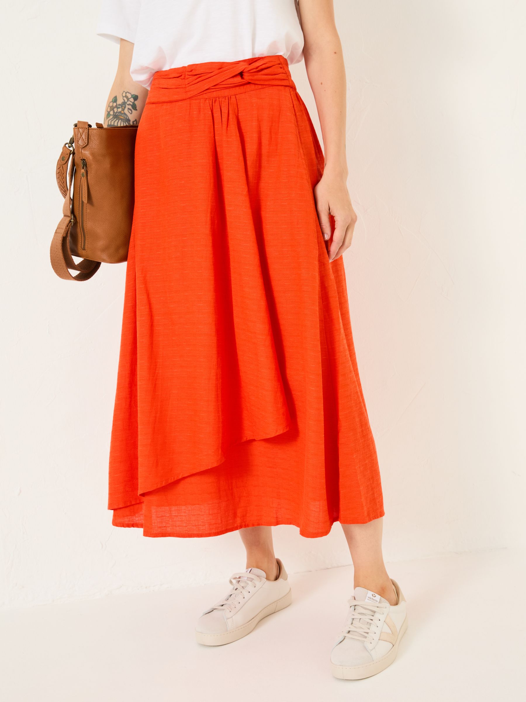 Burnt Orange Juni Midi Skirt - Image 4 of 10