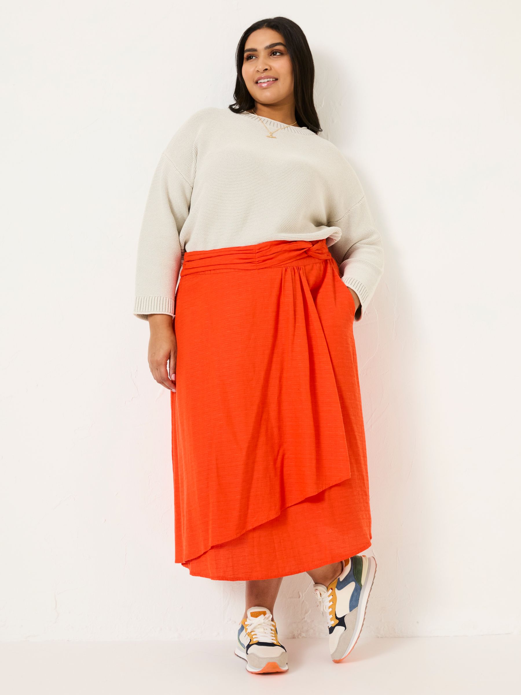 Burnt Orange Juni Midi Skirt - Image 6 of 10