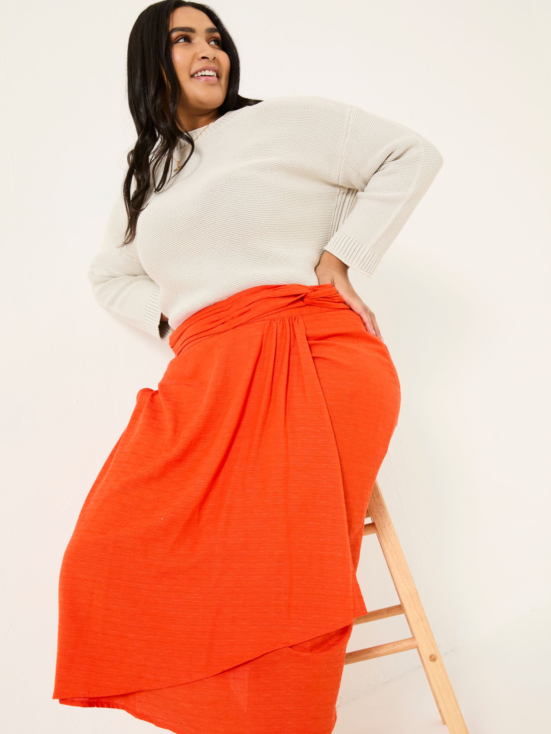 Burnt Orange Juni Midi Skirt - Image 8 of 10