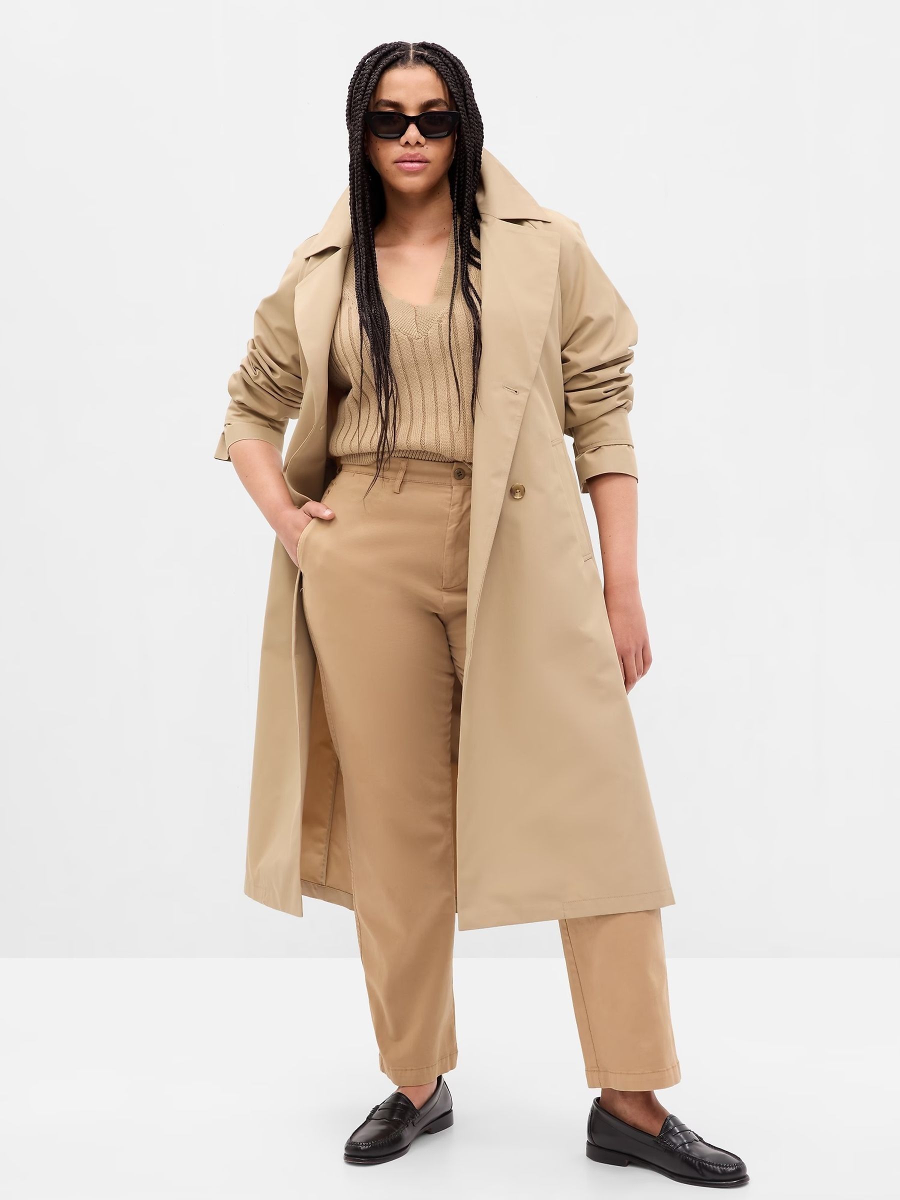 Cream Icon Notch Collar Trench Coat - Image 4 of 7