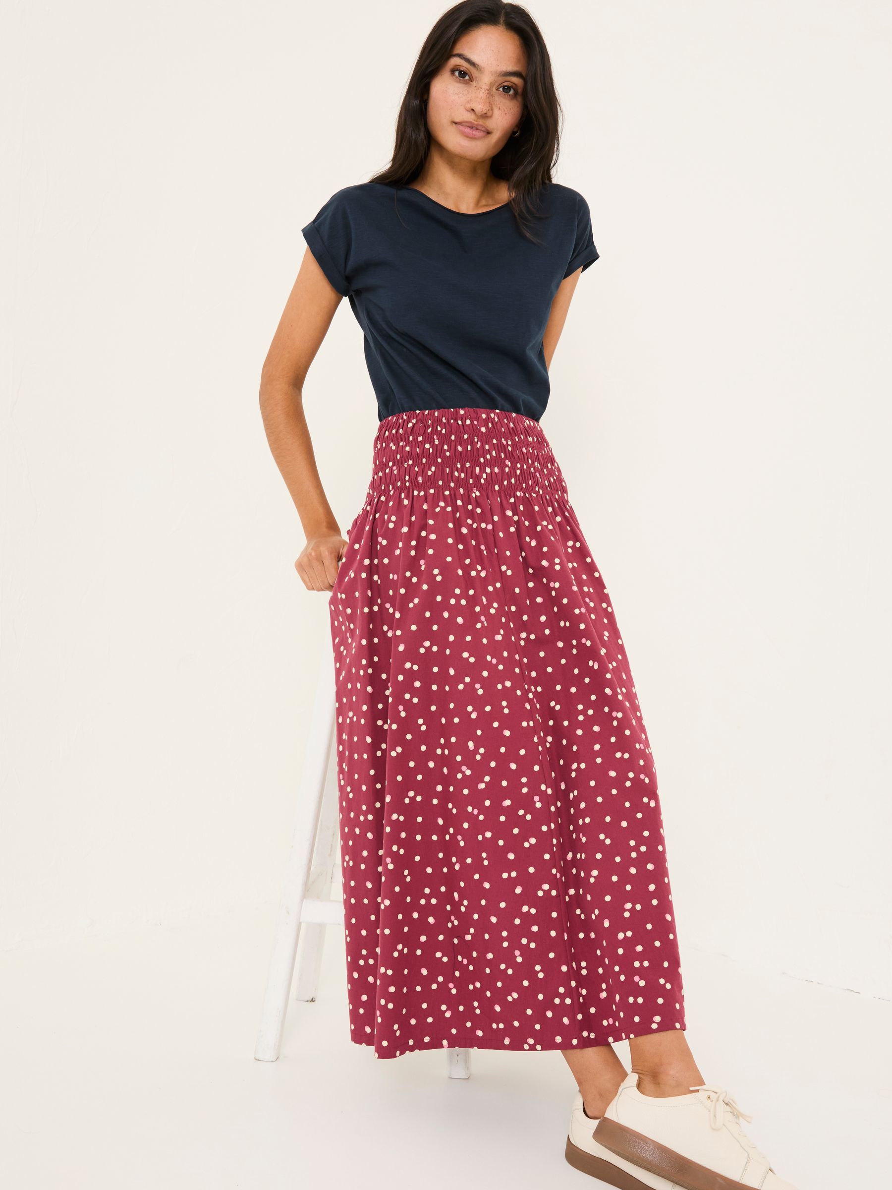 Mary Burgundy Red Spot Skirt - Image 3 of 6