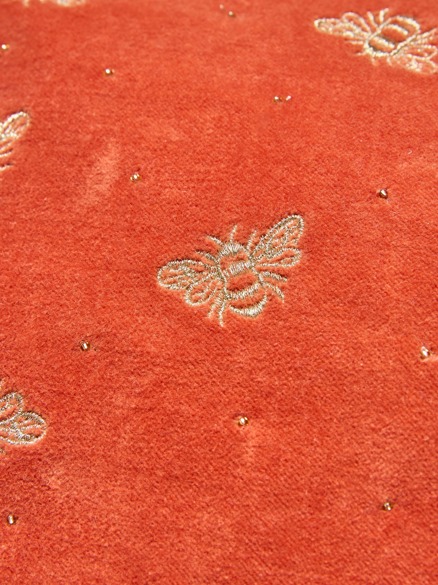 Orange Bee Embroidered Velvet 100% Cotton Pouch - Image 2 of 2