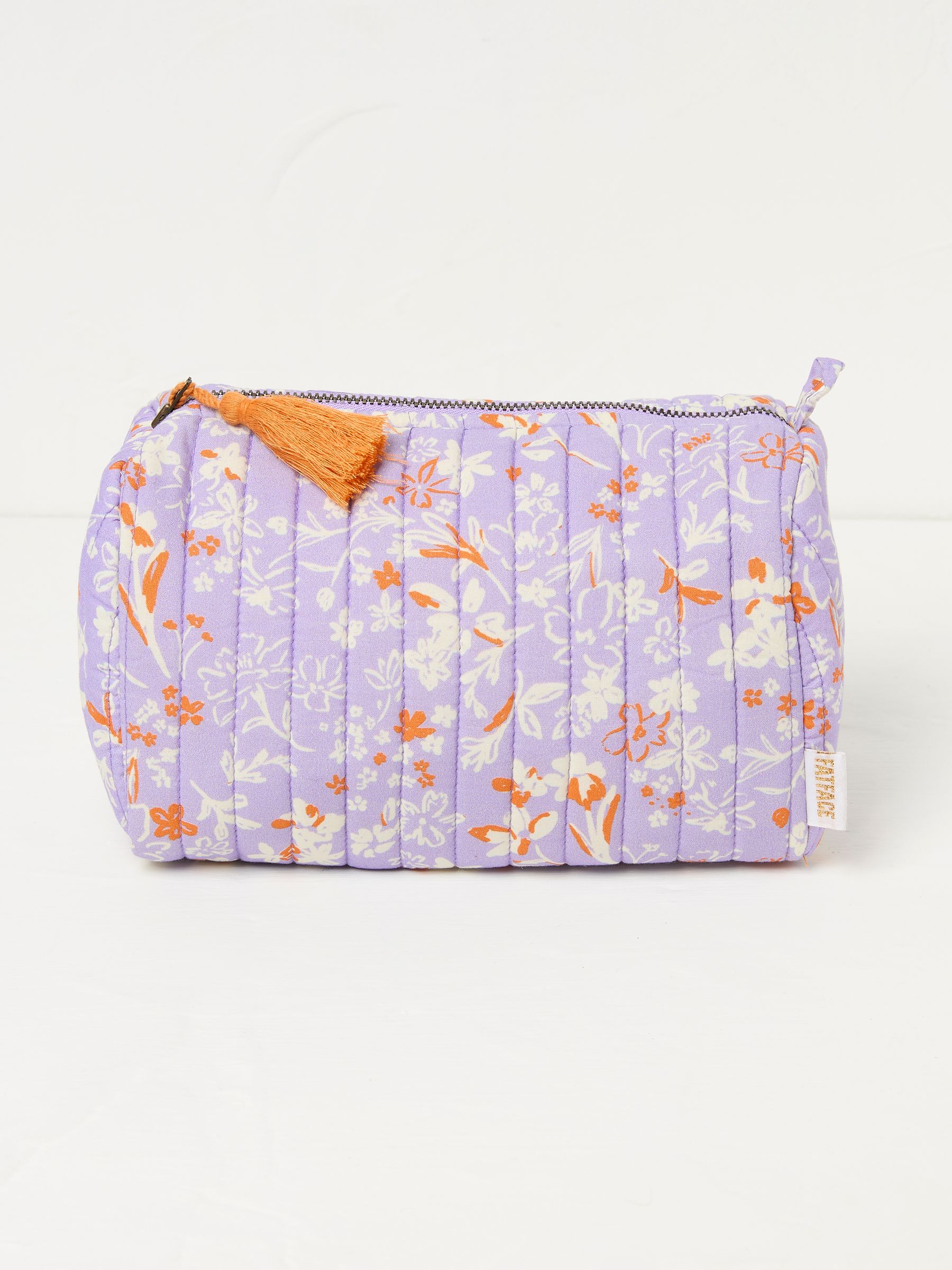 Lilac Floral Print Quilted Make-Up 100% Cotton Bag - Image 1 of 2